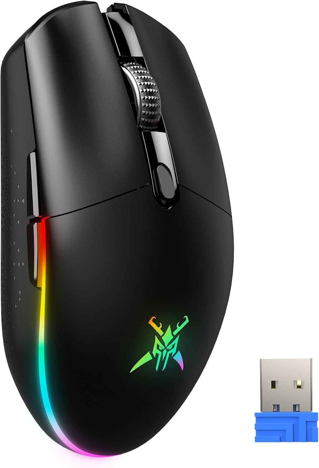 Безжична геймърска мишка TECKNET, 8000 DPI, RGB осветление, 6 програмируеми бутона, 72 г лека и преносима, 100 часа живо...