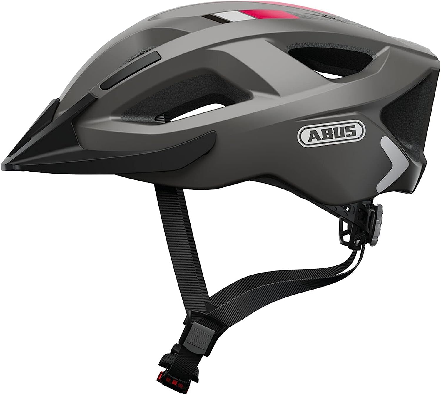 Каска за велосипед ABUS Aduro 2.0, Размер M (52 - 58см обиколка) Регулируем дизайн, Вентилация, Сива с лилави детайли