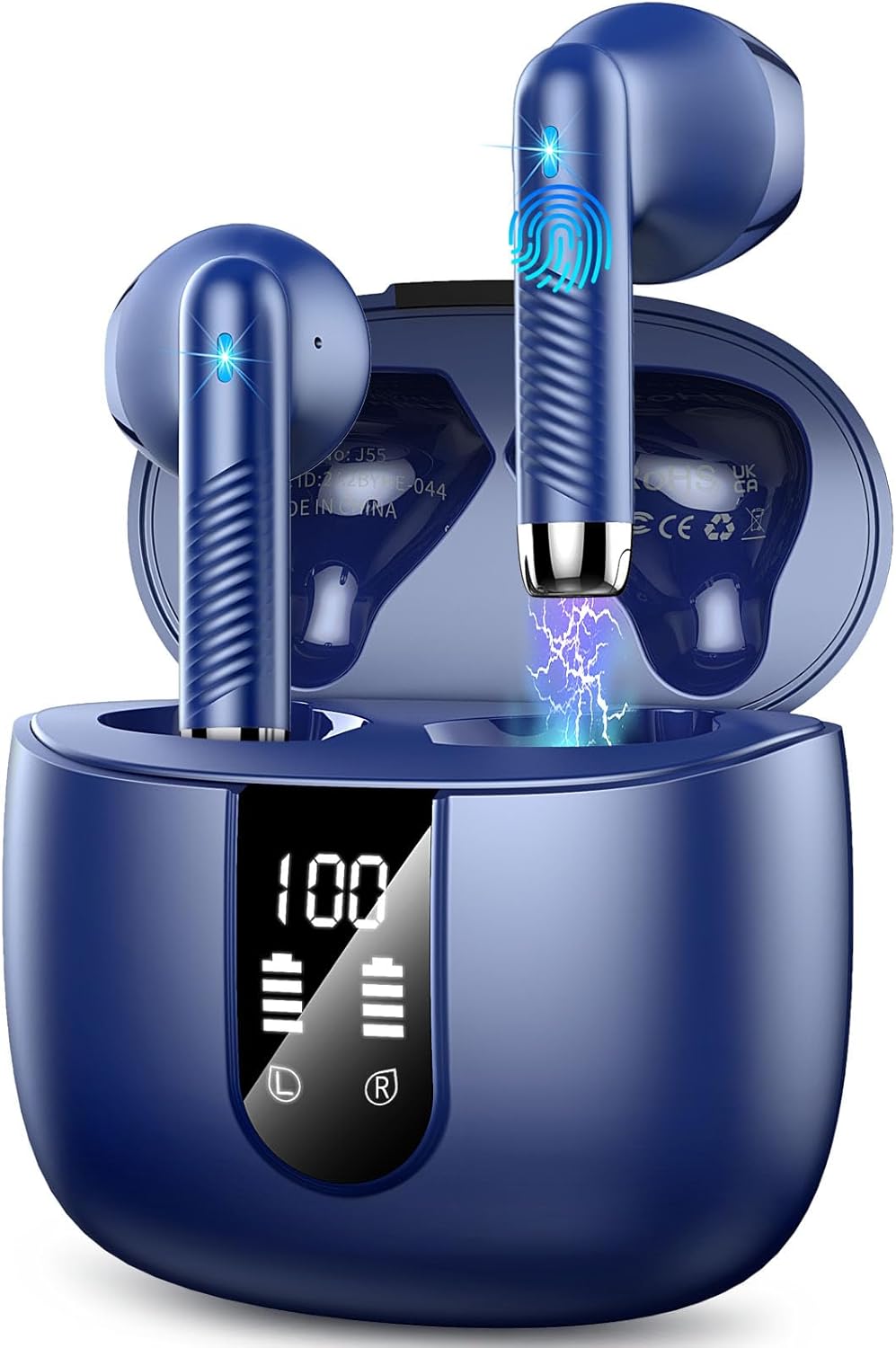 Bluetooth 5.3 слушалки, безжични слушалки за уши с 4 микрофона, 48 часа дълбок бас време на възпроизвеждане, LED дисплей...