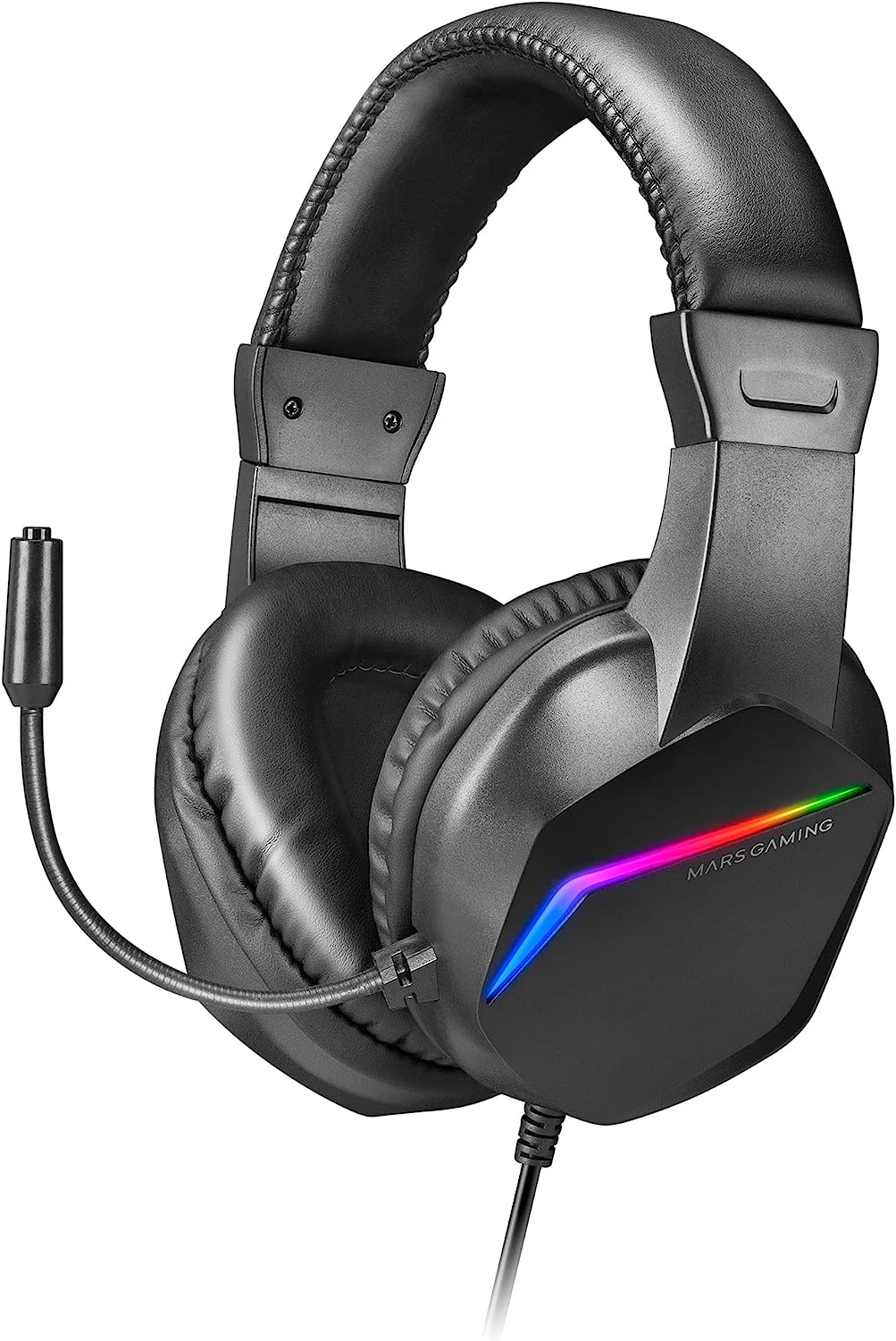 Геймърски слушалки Mars Gaming MH122, Boom микрофон, Шумопотискане, FRGB подсветка, Черни