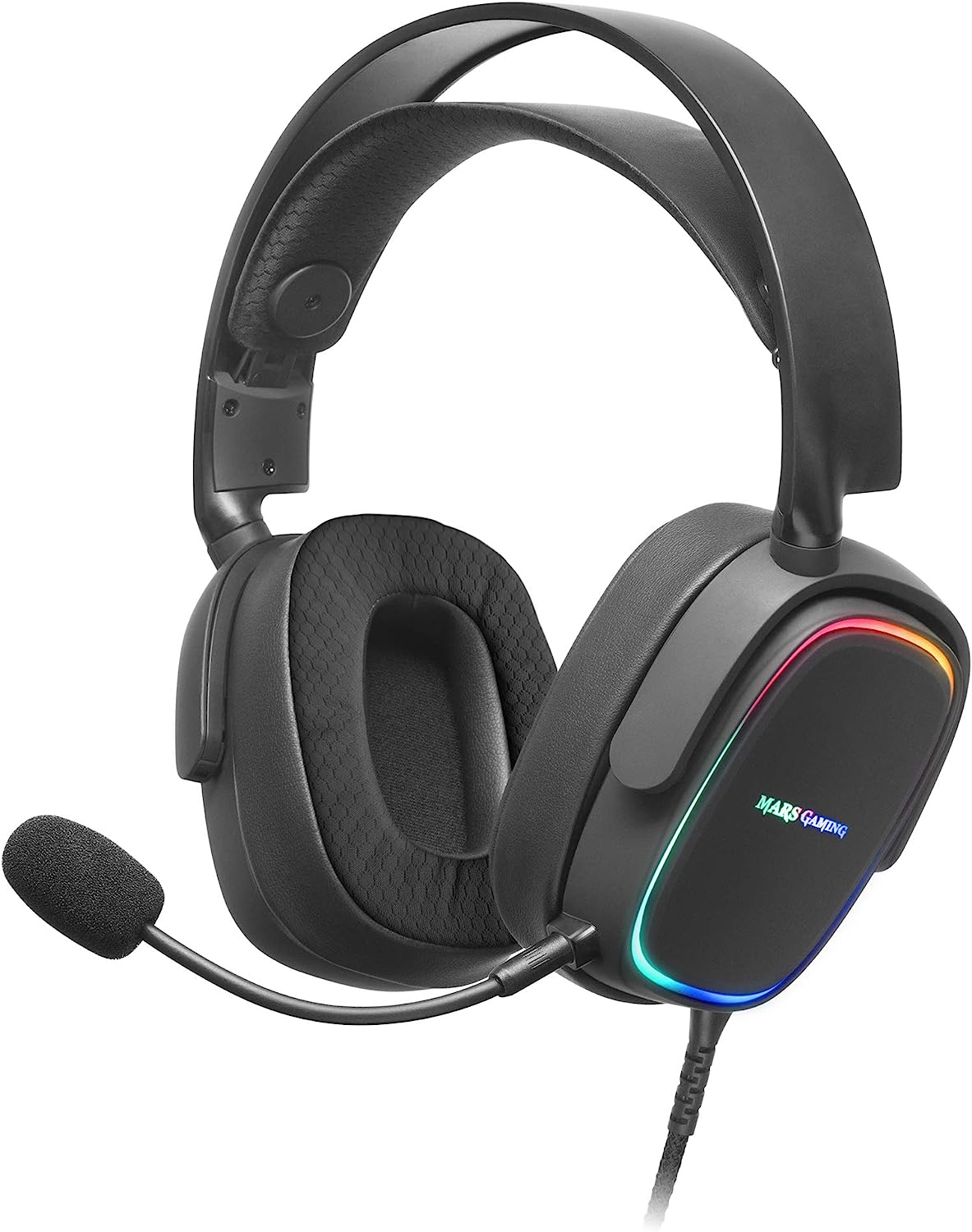 Геймърски слушалки Mars Gaming MHAX, RGB подсветка, Разкачащ се микрофон, Черни