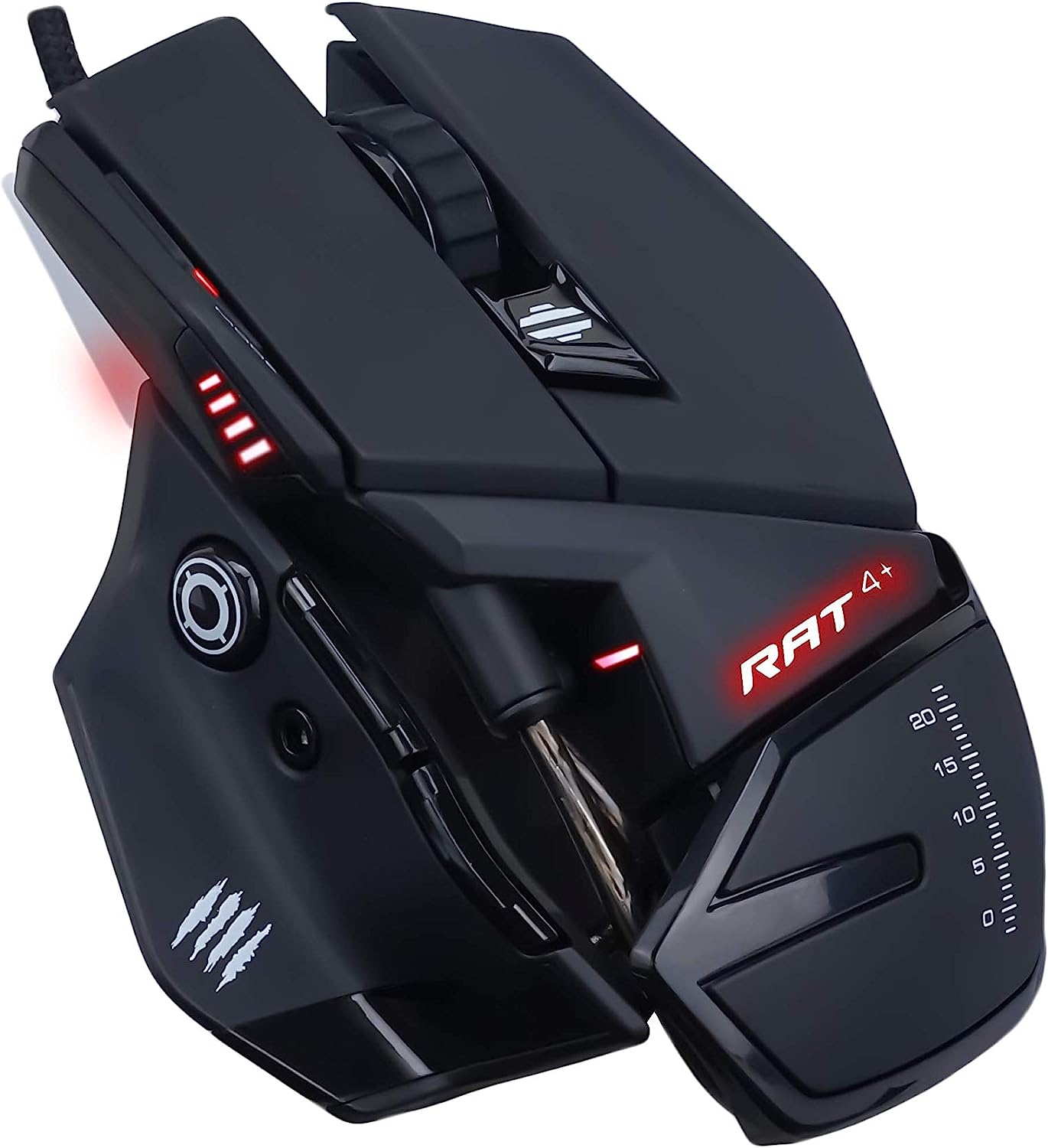 Геймърска мишка Mad Catz R.A.T. 4+, 7200 DPI, Оптична, 7 бутона, Регулируема опора за длан, LED подсветка, Черна