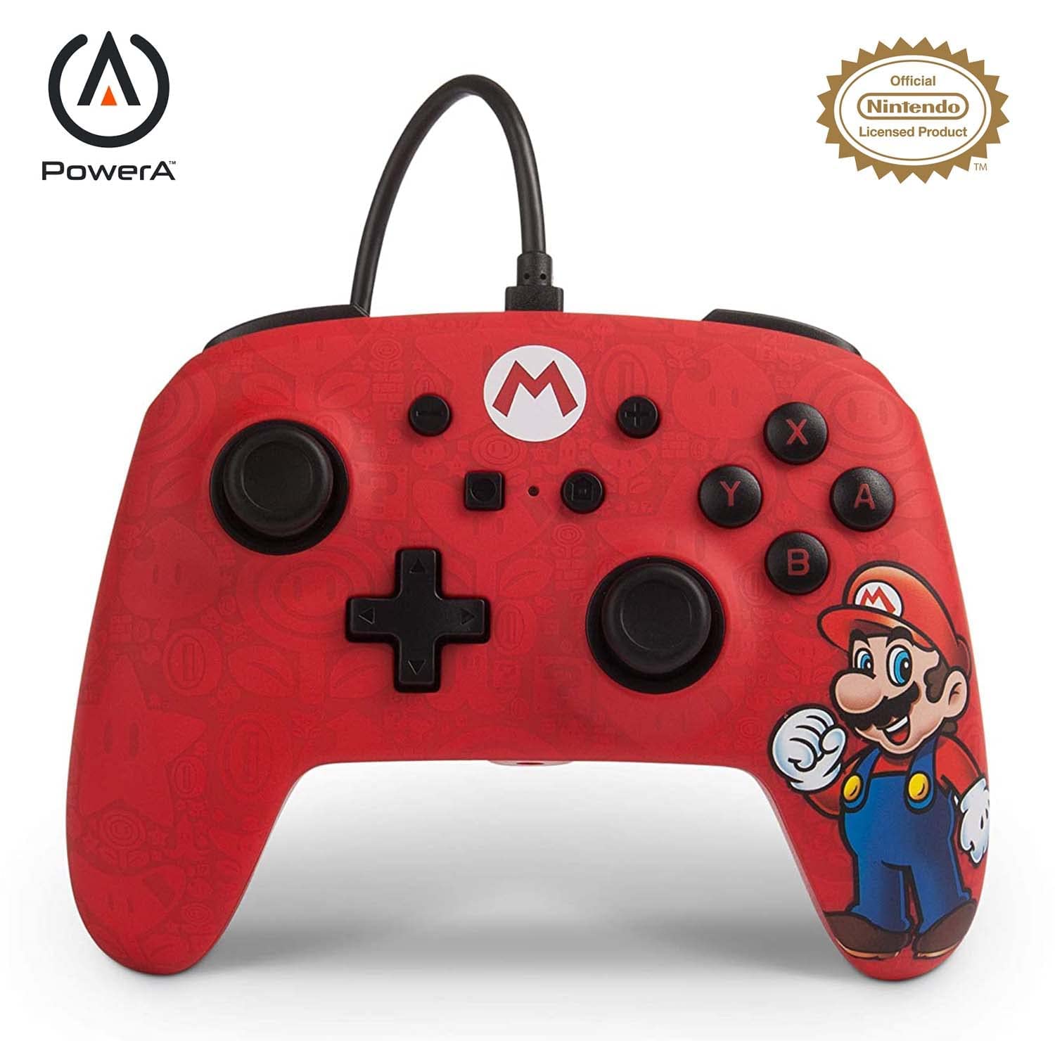 Геймърски контролер PowerA Enhanced, Лицензиран от Nintendo Switch,Super Mario дизайн, 3.5мм жак за слушалки