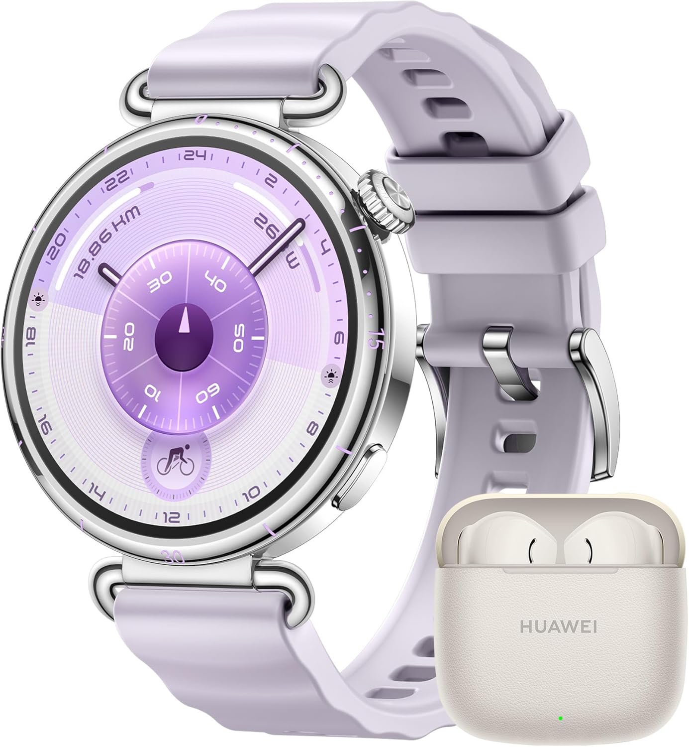 HUAWEI Watch GT 6 Smartwatch + FreeBuds SE 3 Бежов, GPS, AMOLED дисплей, Батерия до 21 дни, Колоездене, Съвместим с Andr...