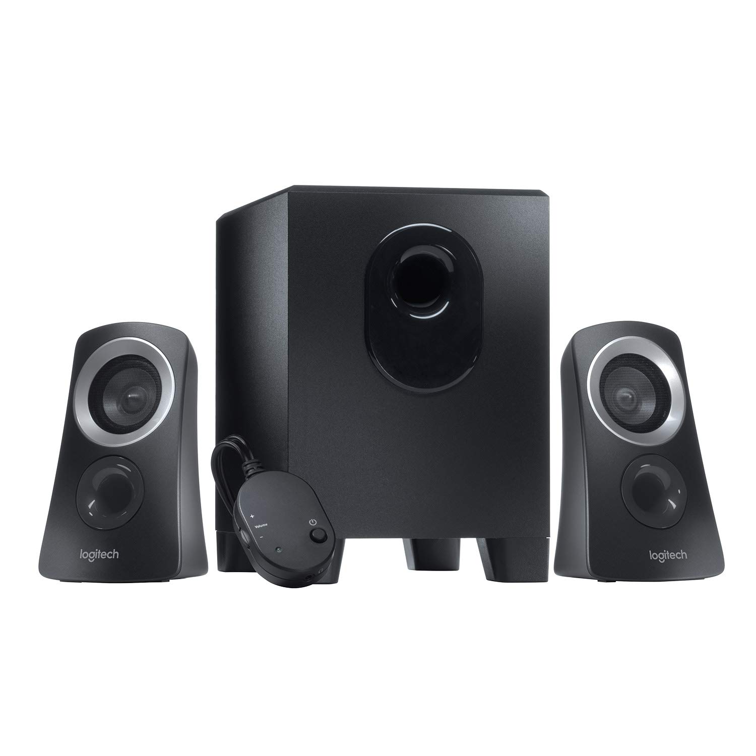 Колонки за компютър Logitech Z313, 2.1 канала,  25W RMS,  Дистанционно с кабел, 3.5мм жак, Черни