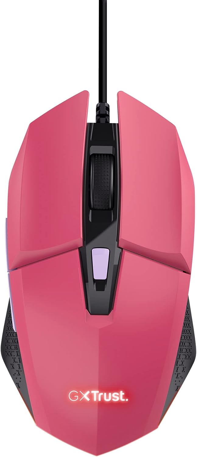 Геймърска мишка Trust Gaming GXT 109, 6400 DPI, Оптична, 6 бутона, LED подсветка, 1.5м кабел, USB, Розова
