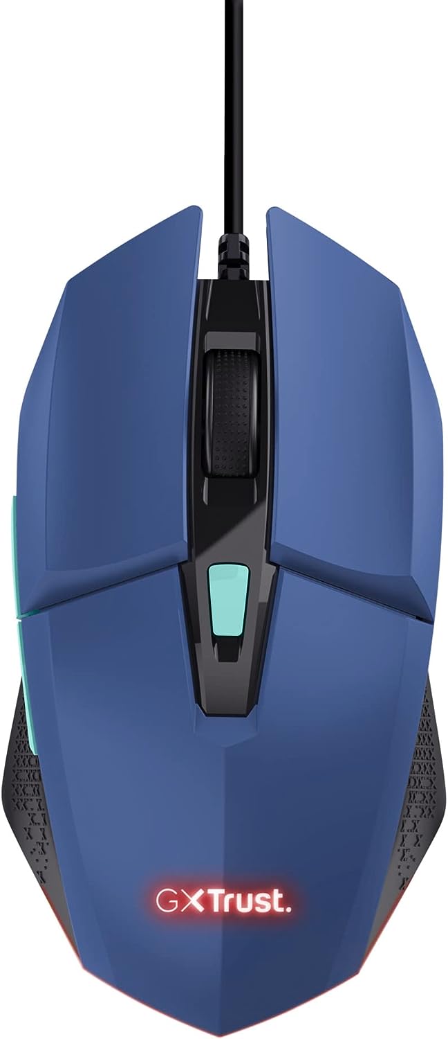Геймърска мишка Trust Gaming GXT 109, 6400 DPI, Оптична, 6 бутона, LED подсветка, 1.5м кабел, USB, Синя