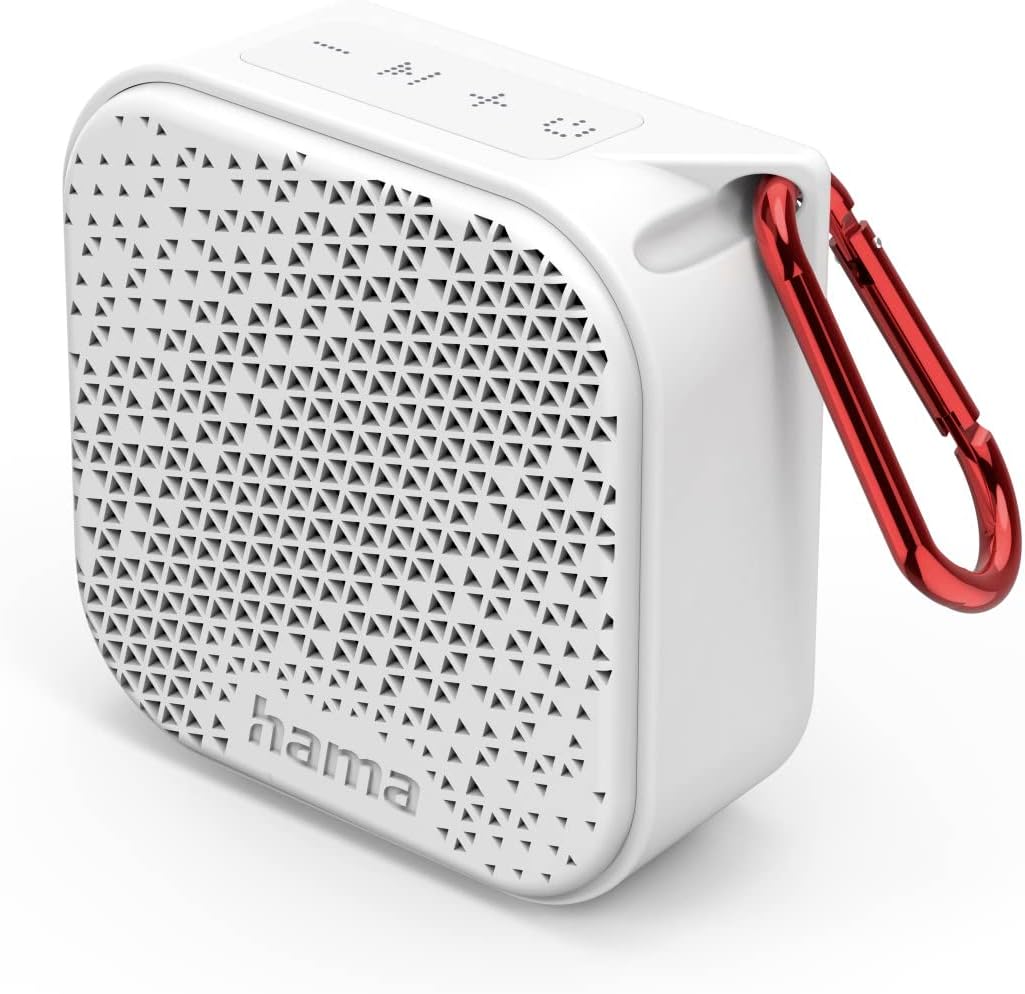 Преносима колонка Hama Pocket 3.0, 3.5 W, IP67 защита от прах и вода, 8.4 x 8.4 x 3.8 см, 14 часа възпоризвеждане, Бяла