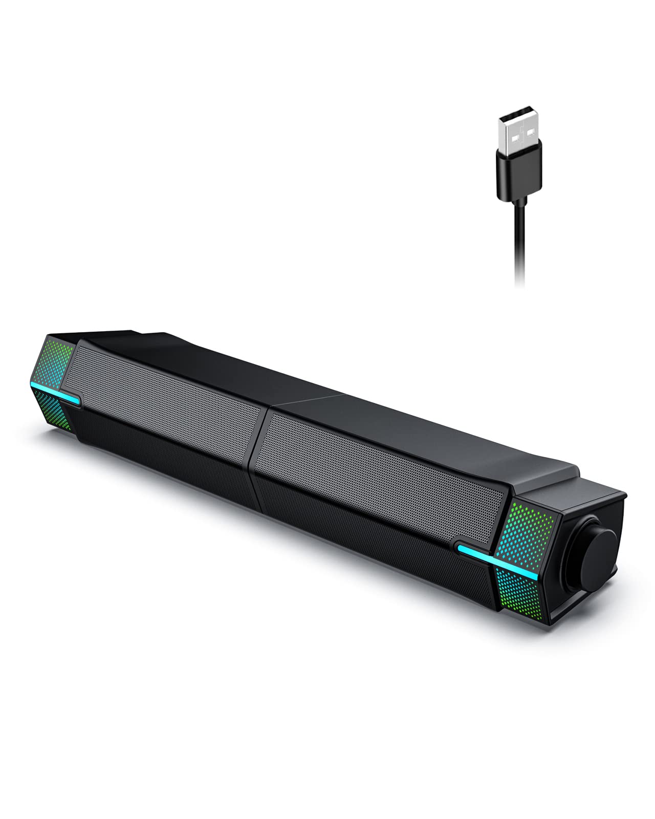 Саундбар Jeecoo M20, За компютър или лаптоп, Стерео, 5W RMS, RGB подсветка, USB, Bluetooth, Черен