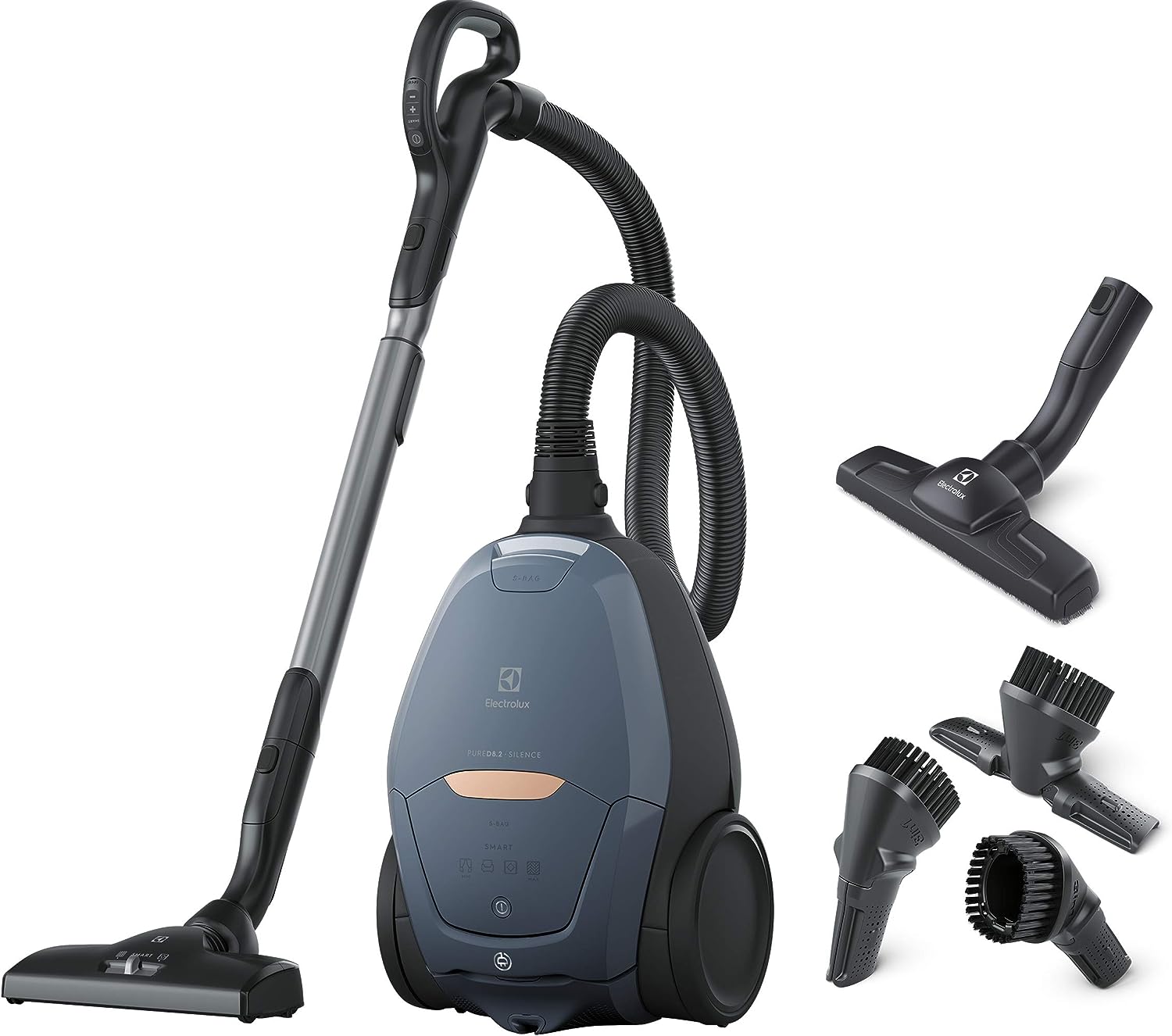 Прахосмукачка Electrolux Pure D8 PD82-8DB, 600W, 12 метра кабел, Технология PureSound, SmartMODE, Сива