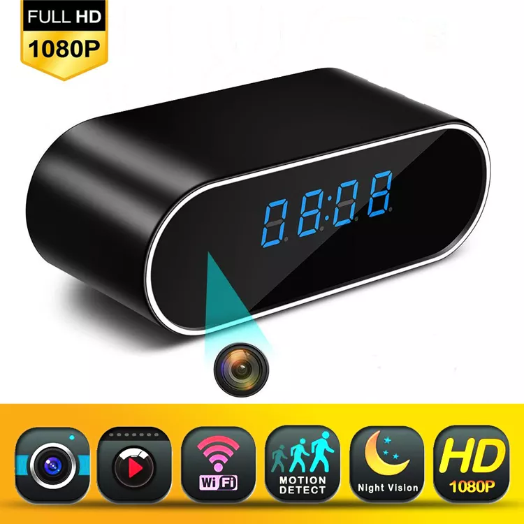 Скрита мини камера в LED часовник, WiFi, 1080p Full HD, Видеонаблюдение, Охранителна камера, Шпионаж, Mикрофон, Сензор з...