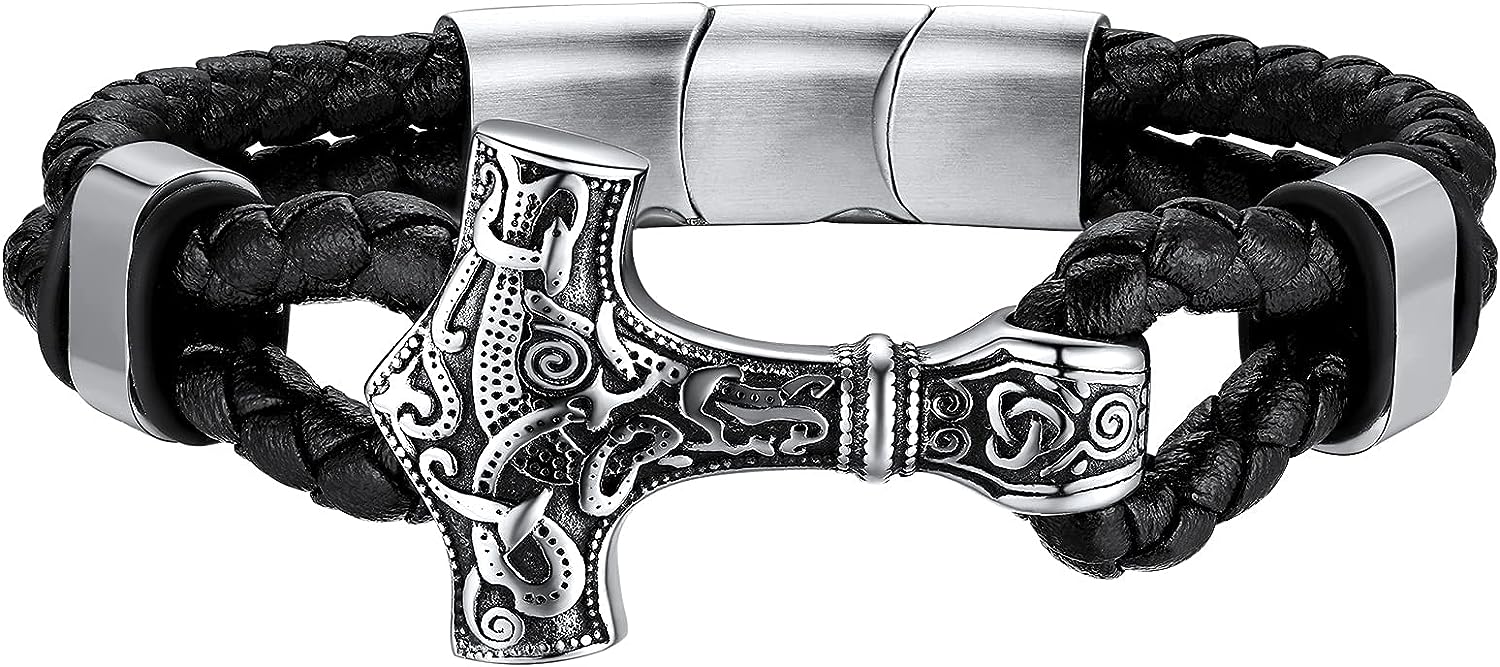 Мъжка гривна FaithHeart Viking, Подходяща за китки с обиколка от 21 до 23 см, Водоустойчива и дишаща материя