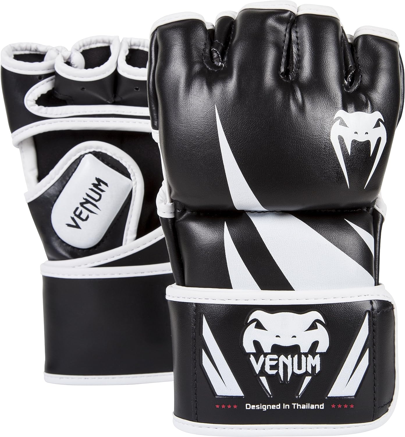 MMA ръкавици за смесени бойни изкуства Venum Challenger 2.0, Размер S, Висококачествена изкуствена кожа, Черни с бяло