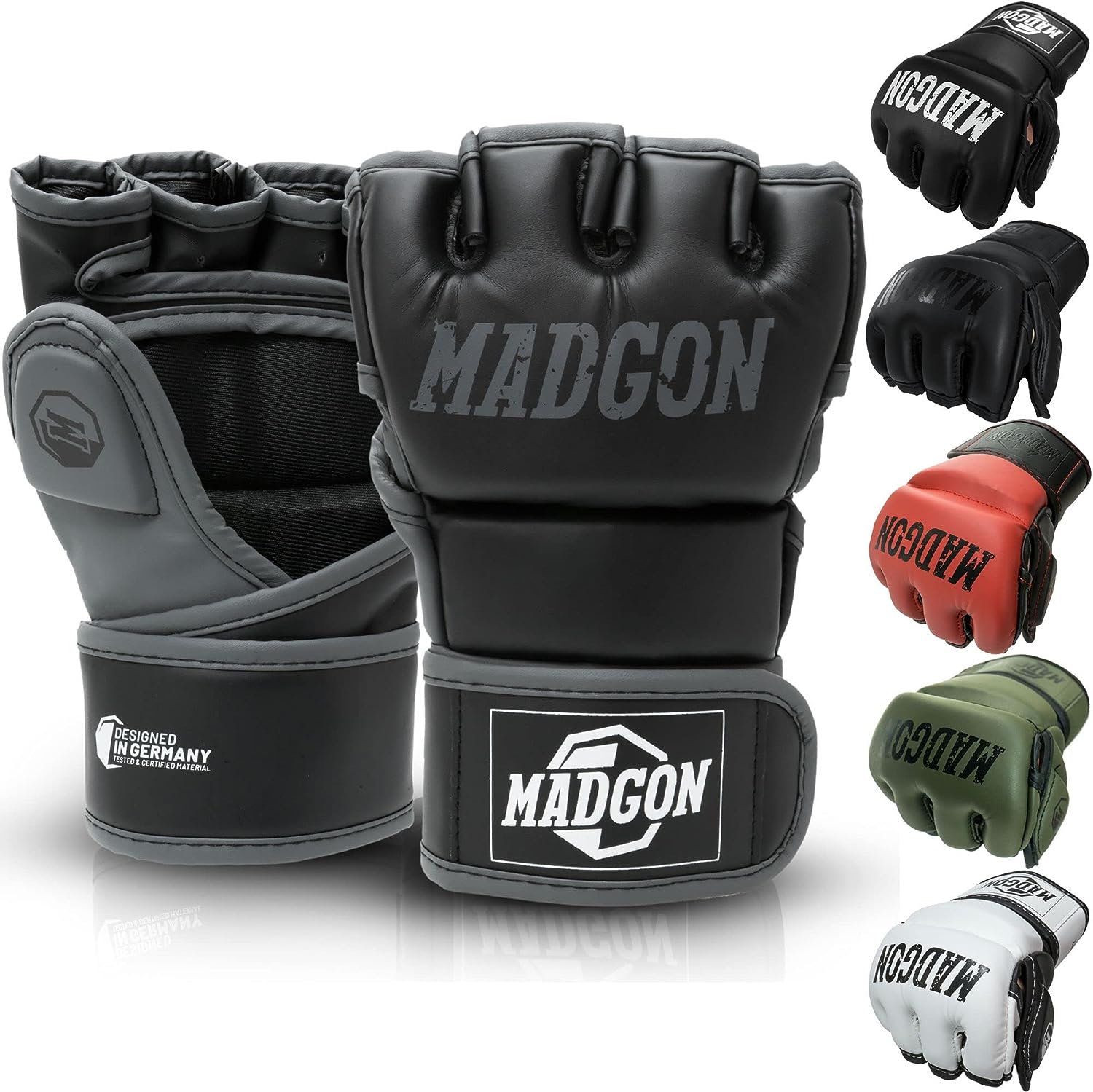 MMA ръкавици за смесени бойни изкуства MADGON, Размер S (12 - 15 см обиколка на ръката), Изкуствена кожа, Черни