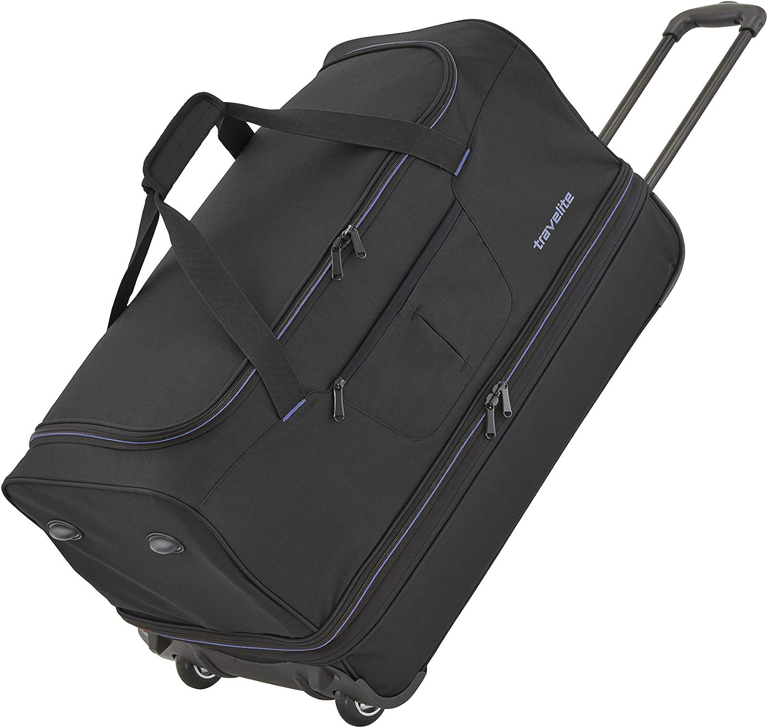 Мъжки куфар Travelite, 51 литра, 32 x 55 x 29 см, С колелца, Телескопична дръжка, С разширителна гънка, Черен