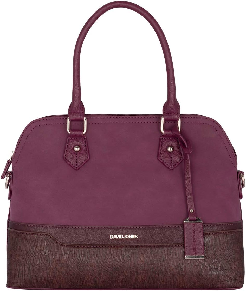 Дамска чанта David Jones, 34 x 26 x 13 см, Висококачествена изкуствена кожа, Виненочервена