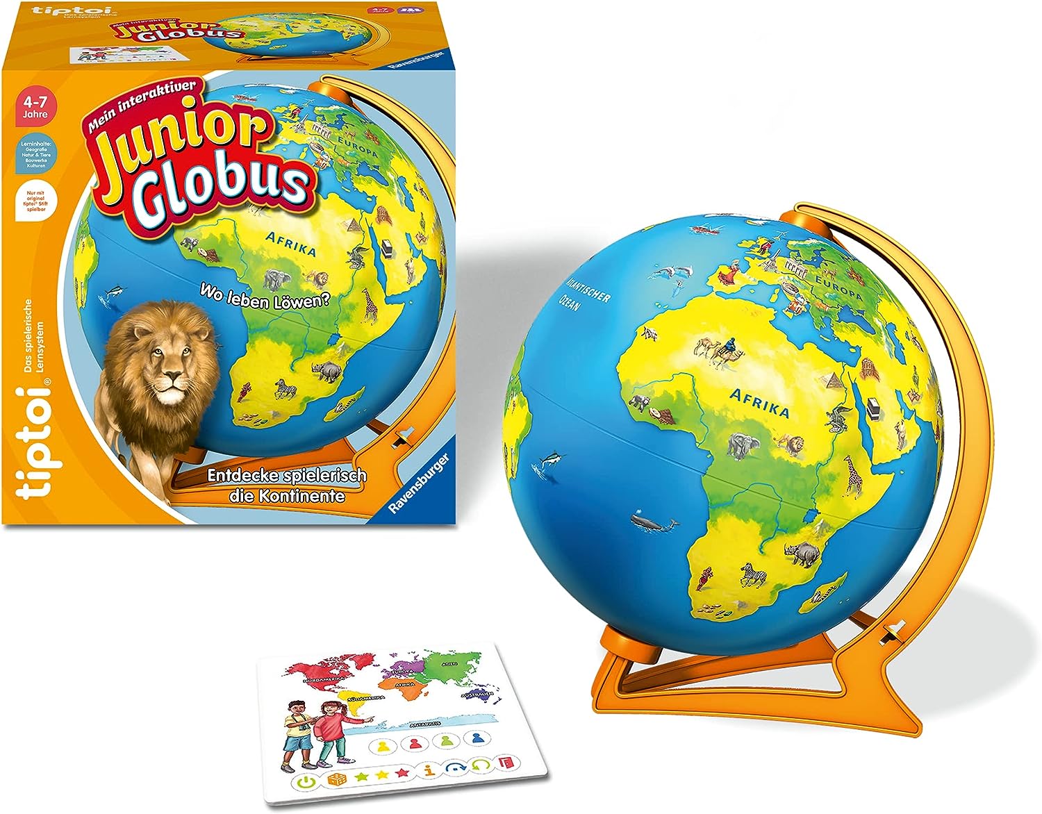 Детски глобус Ravensburger, Подходящ за деца над 4 г., 23 см диаметър, Въртящ се