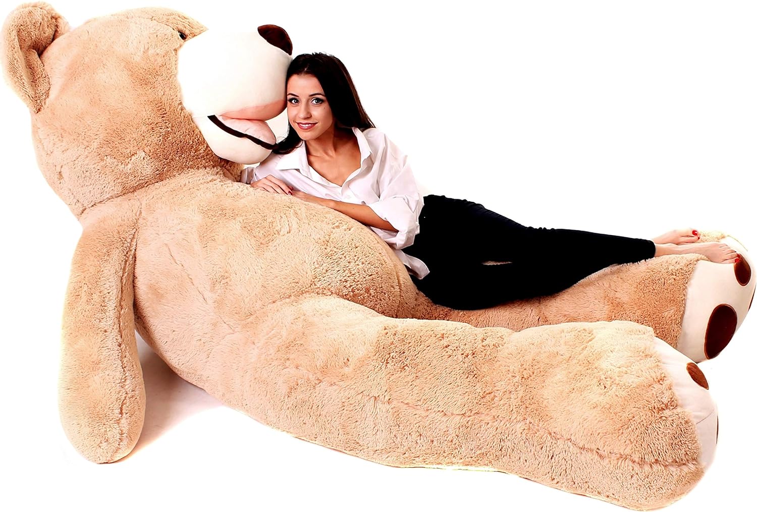 Плюшена играчка MAKOSAS, XXL Голяма плюшена мечка, Прекрасен подарък, 260 см височина, Светлокафяв цвят