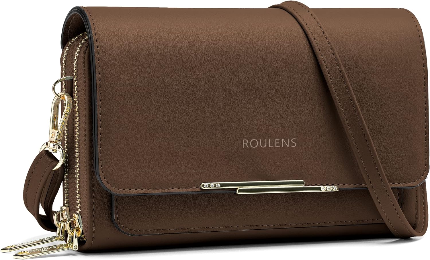 Малка дамска чанта за рамо Roulens, От висококачествена изкуствена кожа, 19.5 x 12 см, Кафява