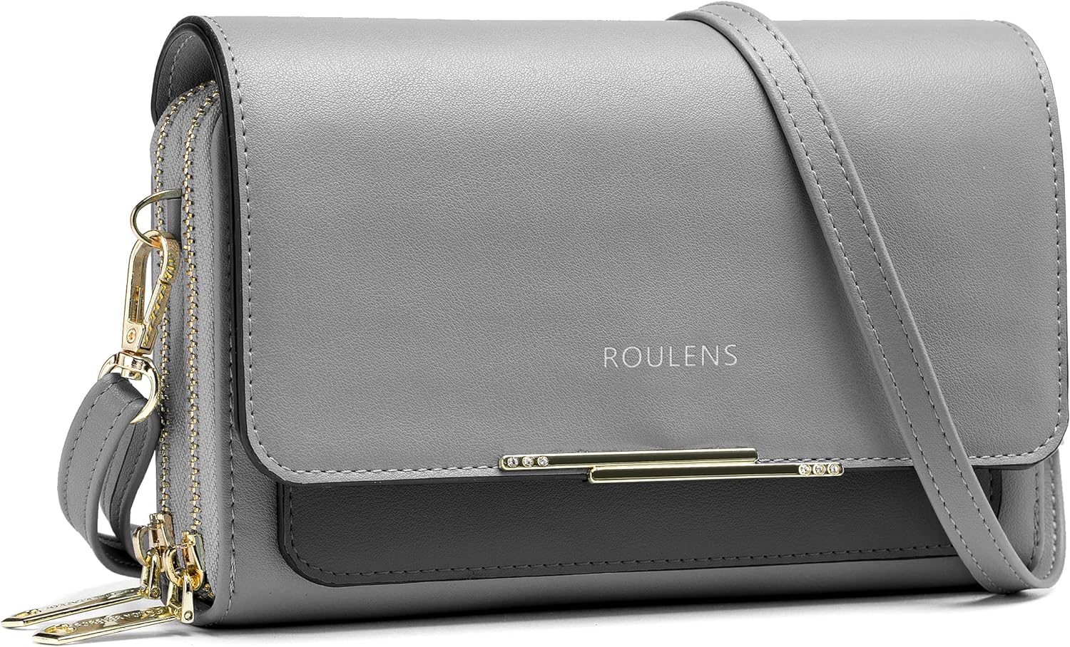 Малка дамска чанта за рамо Roulens, От висококачествена изкуствена кожа, 19.5 x 12 см, Сива