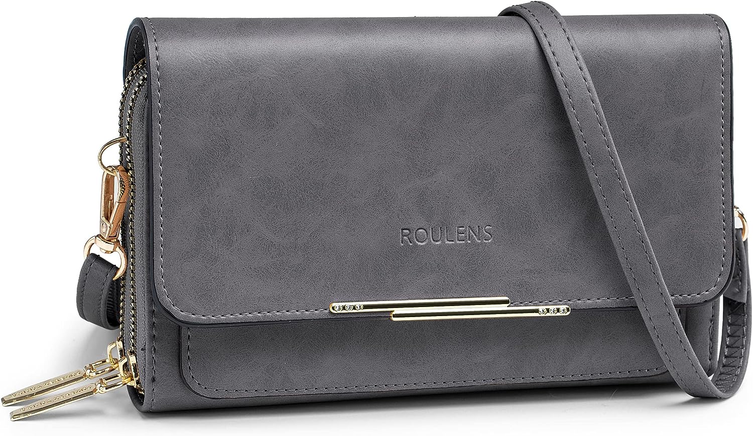 Малка дамска чанта за рамо Roulens, От висококачествена изкуствена кожа, 19.5 x 12 см, Сива