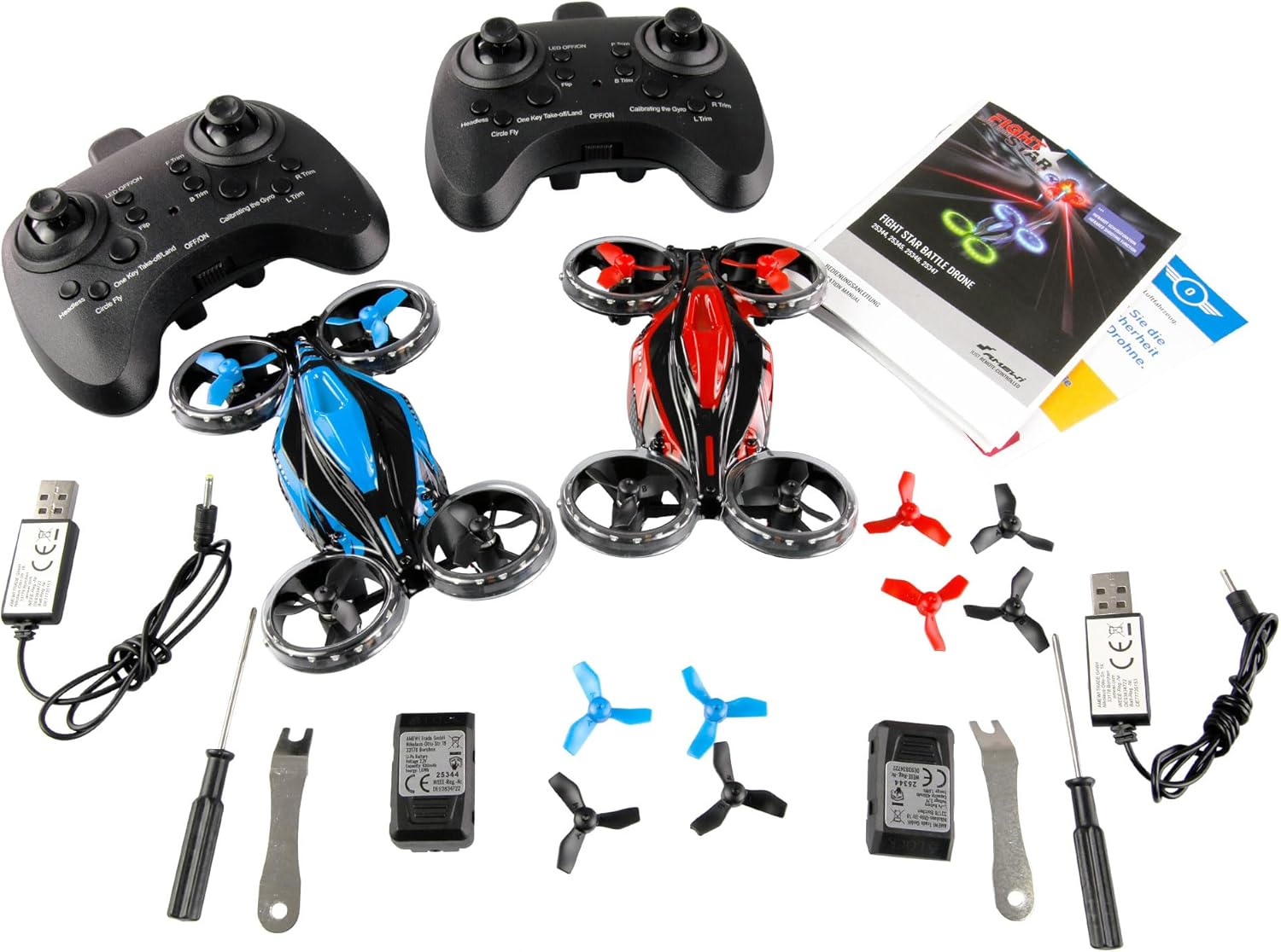 Комплект боен дрон Amewi FightStar RTF, червен и син