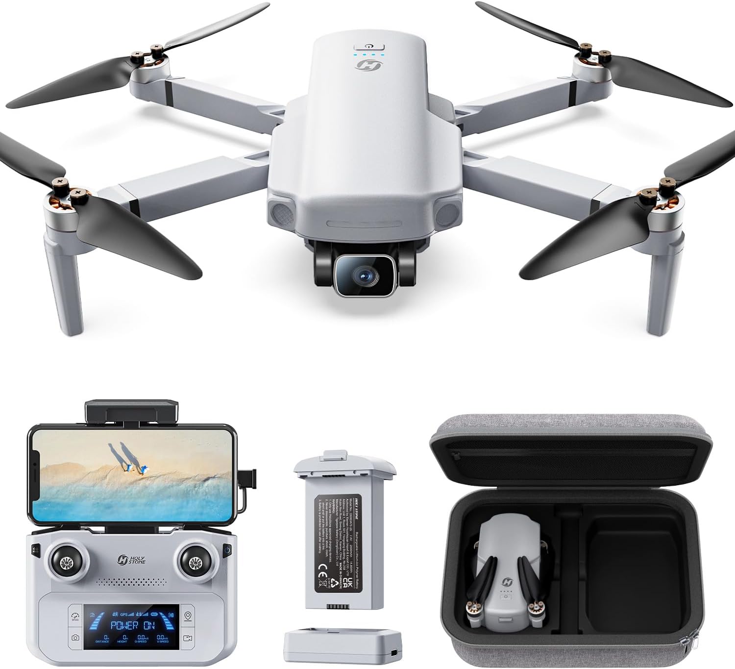 Holy Stone HS360D GPS дрон с 4K камера за възрастни, 5GHz FPV предаване до 6 KM, 40 мин. време на полет, Следвай ме, Връ...