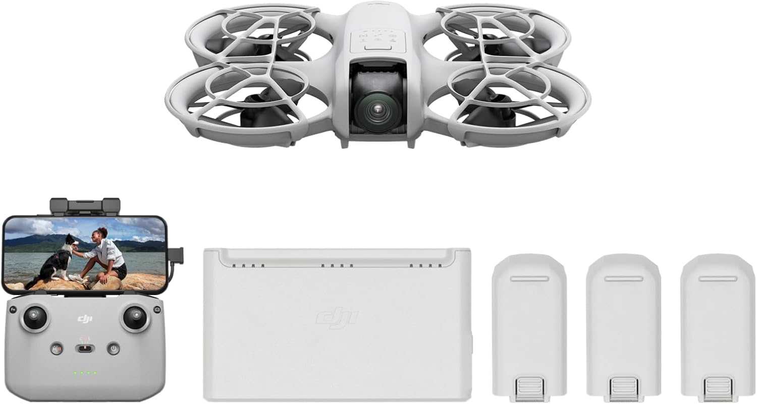 DJI Neo Fly More Combo - Мини дрон с камера 4K UHD за деца, 135 г, Follow-Me, Ръчно стартиране, Проследяване на мерника,...
