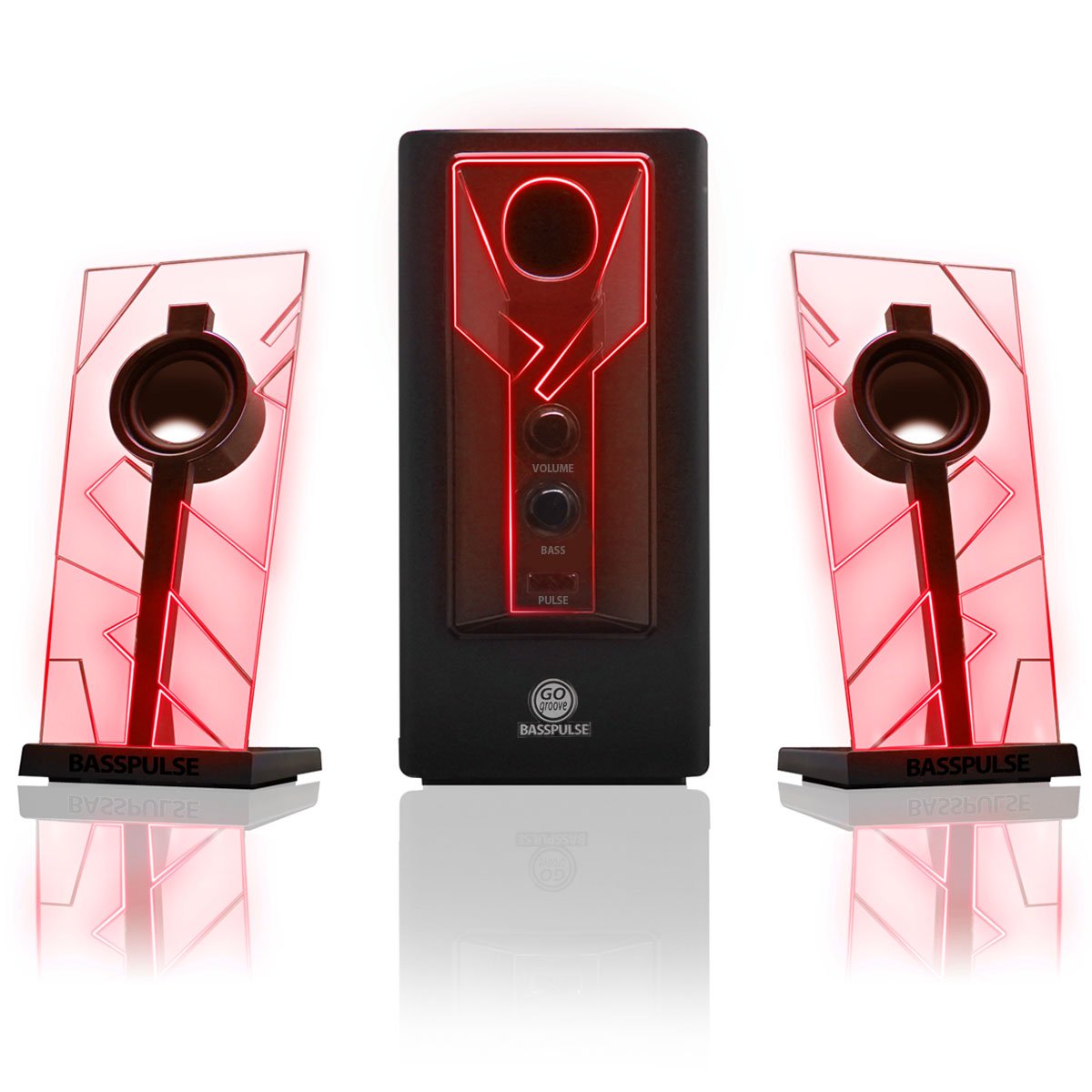 Колонки за компютър GOgroove, 2.1 канала, 20W RMS, Подсветка, AUX, AC захранване
