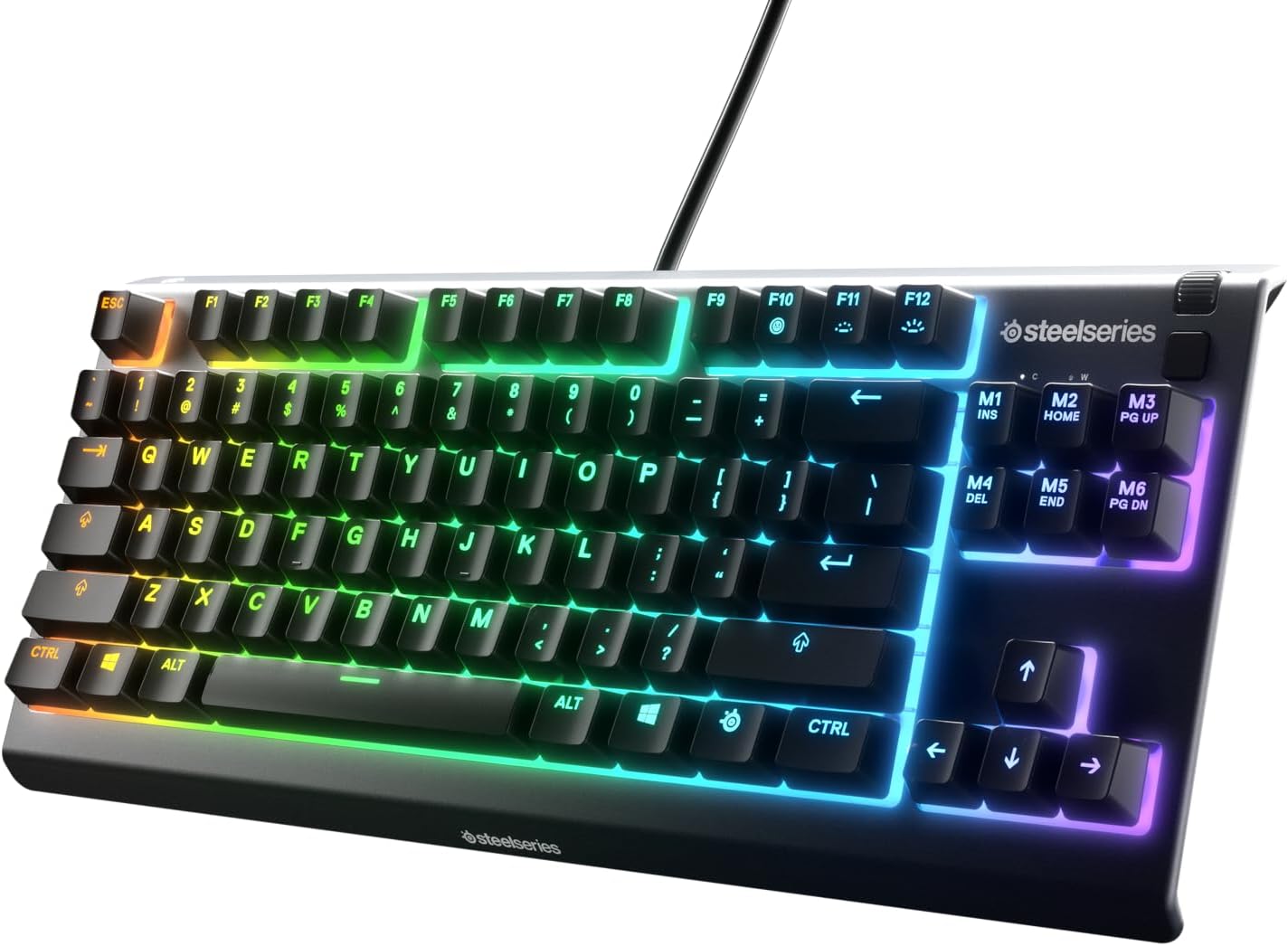 Геймърска клавиатура SteelSeries Apex 3, Механична, SteelSeries Whisper-Quiet суичове, RGB подсветка, USB, Компактна