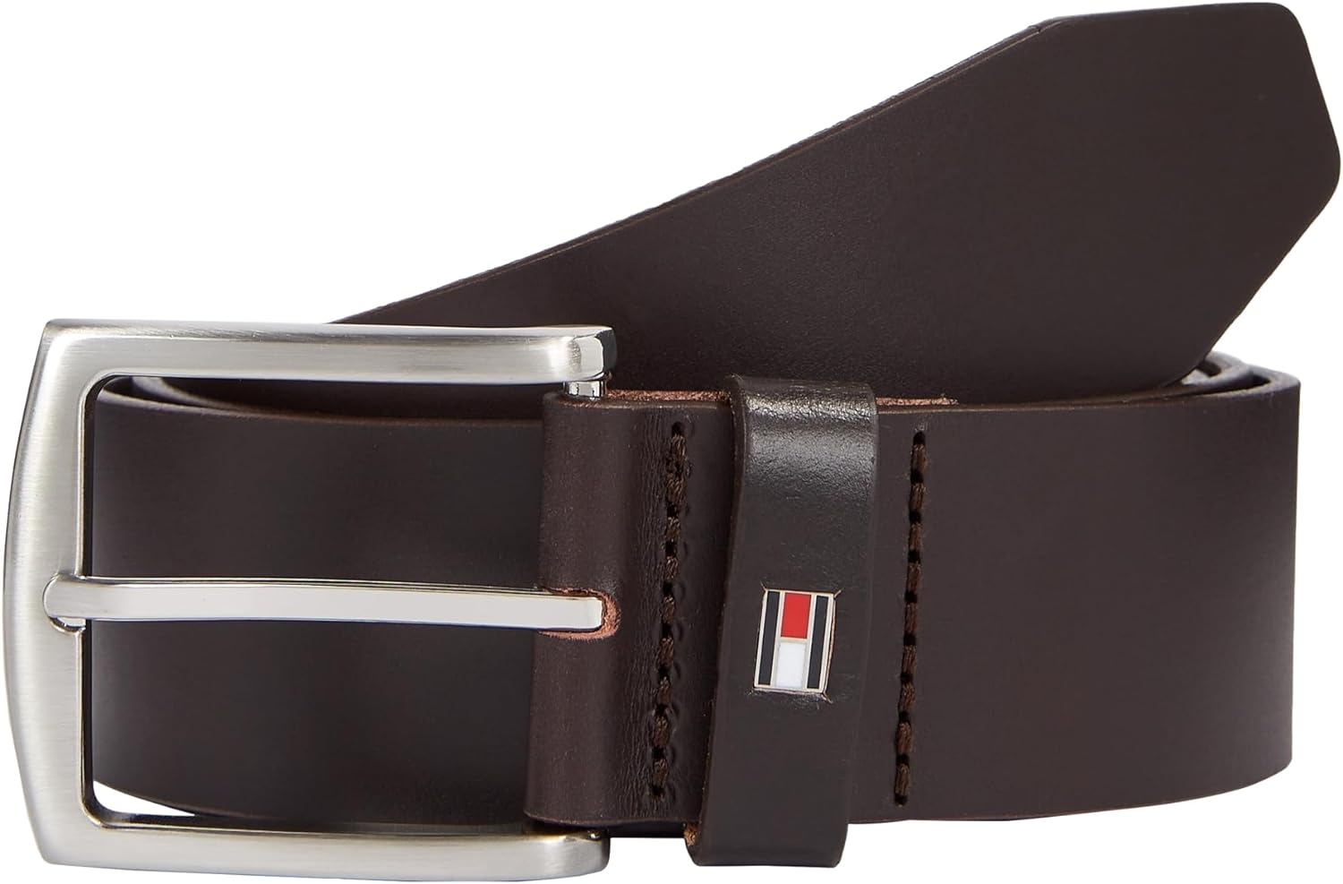 Мъжки колан Tommy Hilfiger, 100см дължина, 4см ширина, 100% естествена кожа, Идеален подарък, Тъмнокафяв (Testa Di Moro)
