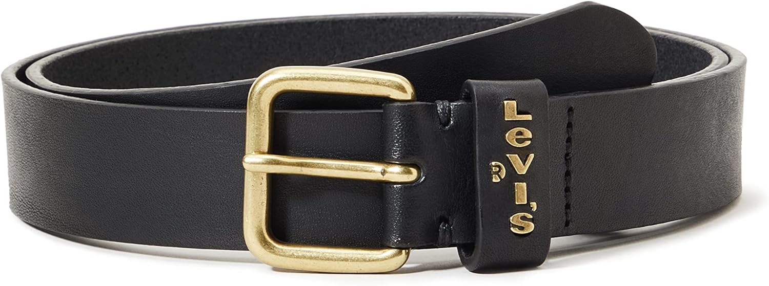 Дамски колан Levi's Calypso, 100 см дължина, 3 см ширина, 100% естествена кожа, Черен