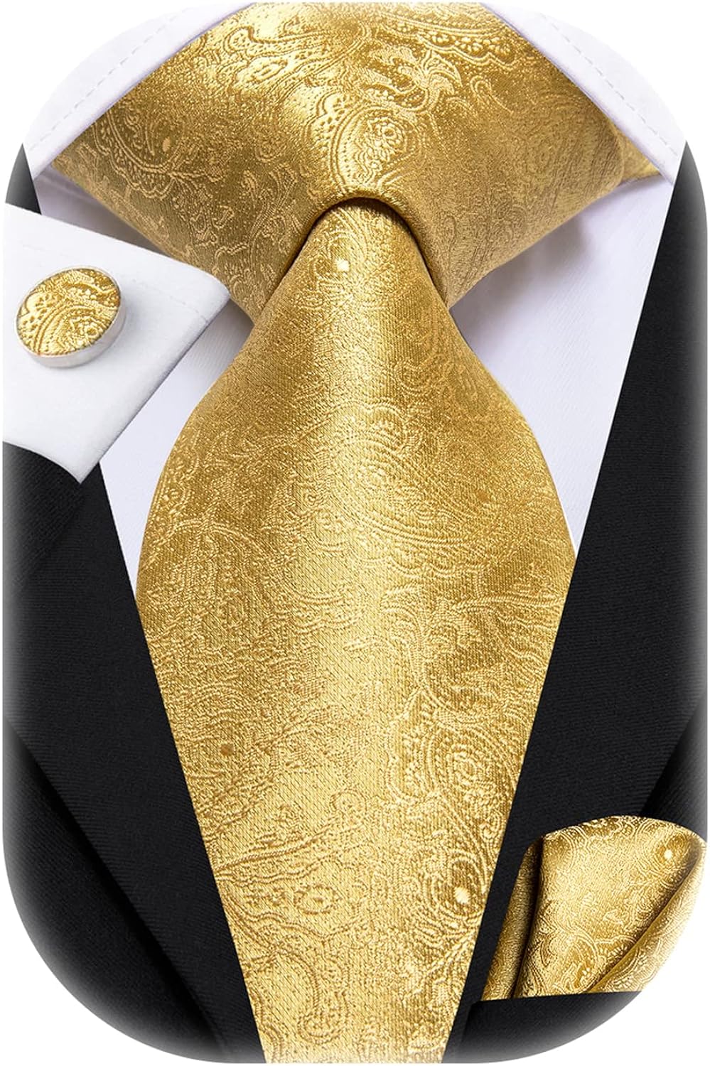 Мъжка вратовръзка Hi-Tie, 150 см дължина, 8.5 см ширина, Високо качество, Копринена, Златиста
