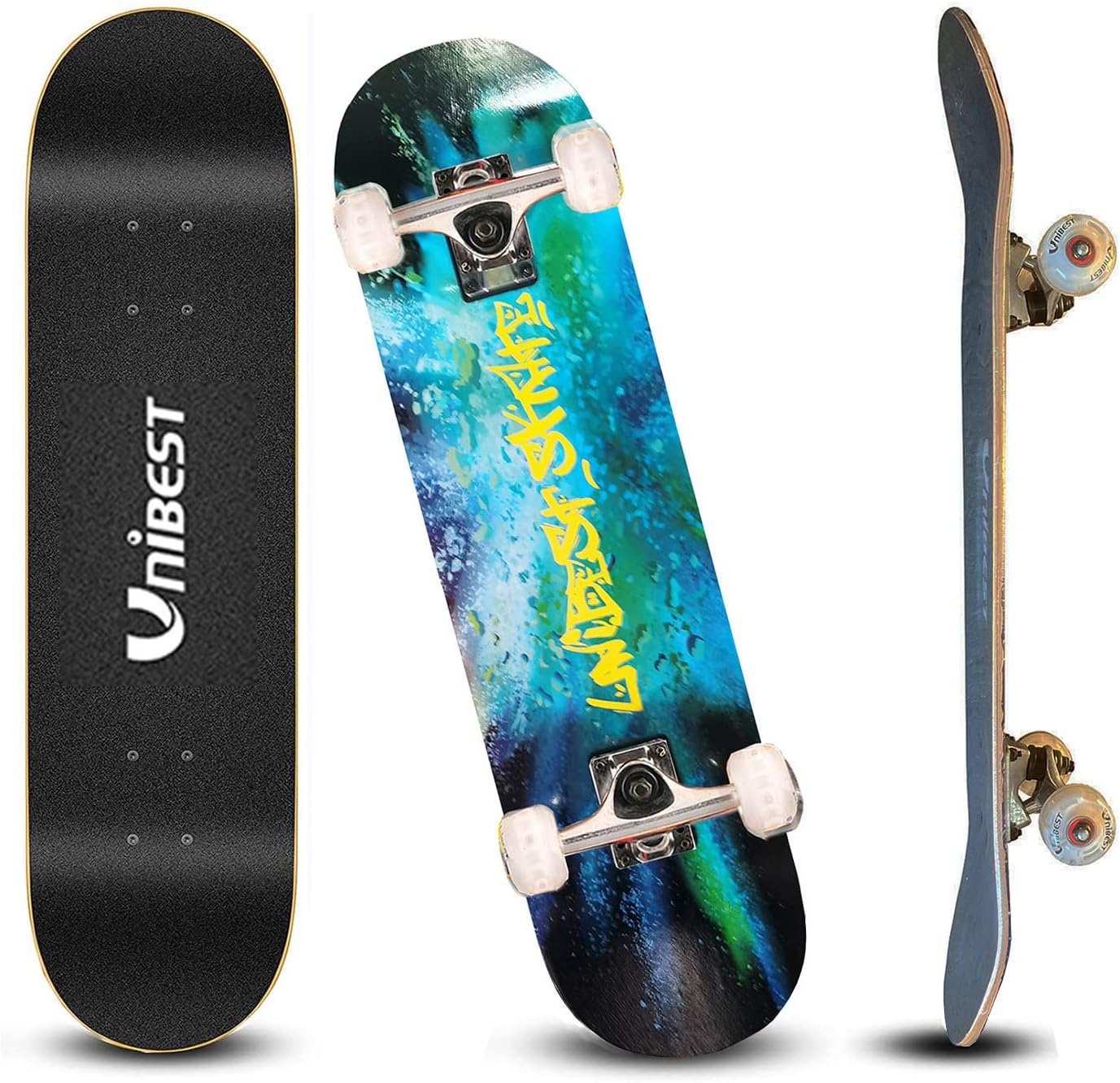 Детски скейтборд Unibest Funboard, 80 x 20 см, Светещи колела, ABEC-9 ...