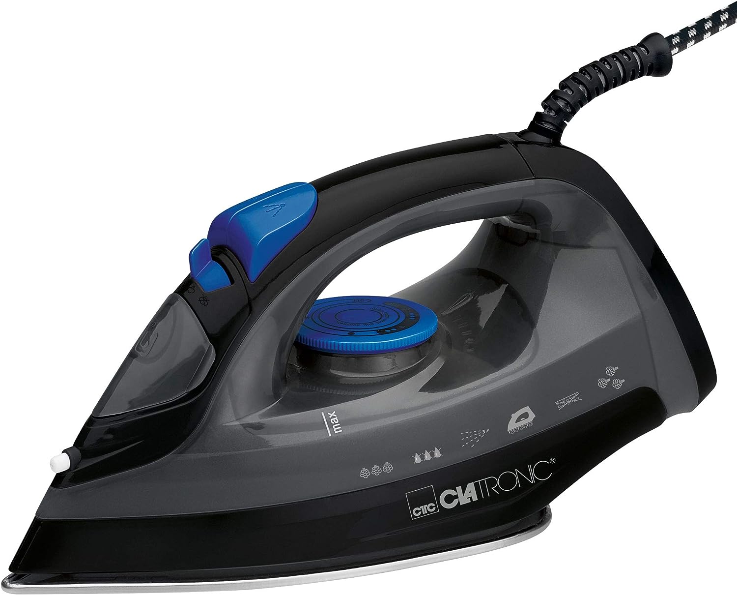 Ютия Clatronic DB3703, 1800 W, 7 функции, 3 нива на парата, Плавна настройка за температура, Система анти-варовик, Черна