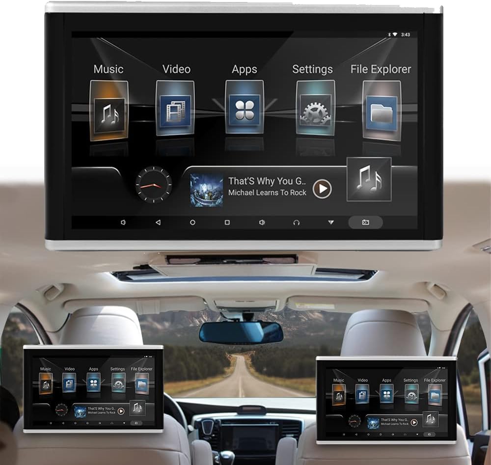WiFi видео плейър за облегалка за глава на кола, Android 9.0 телевизионен монитор за кола за задната седалка с монтажна ...