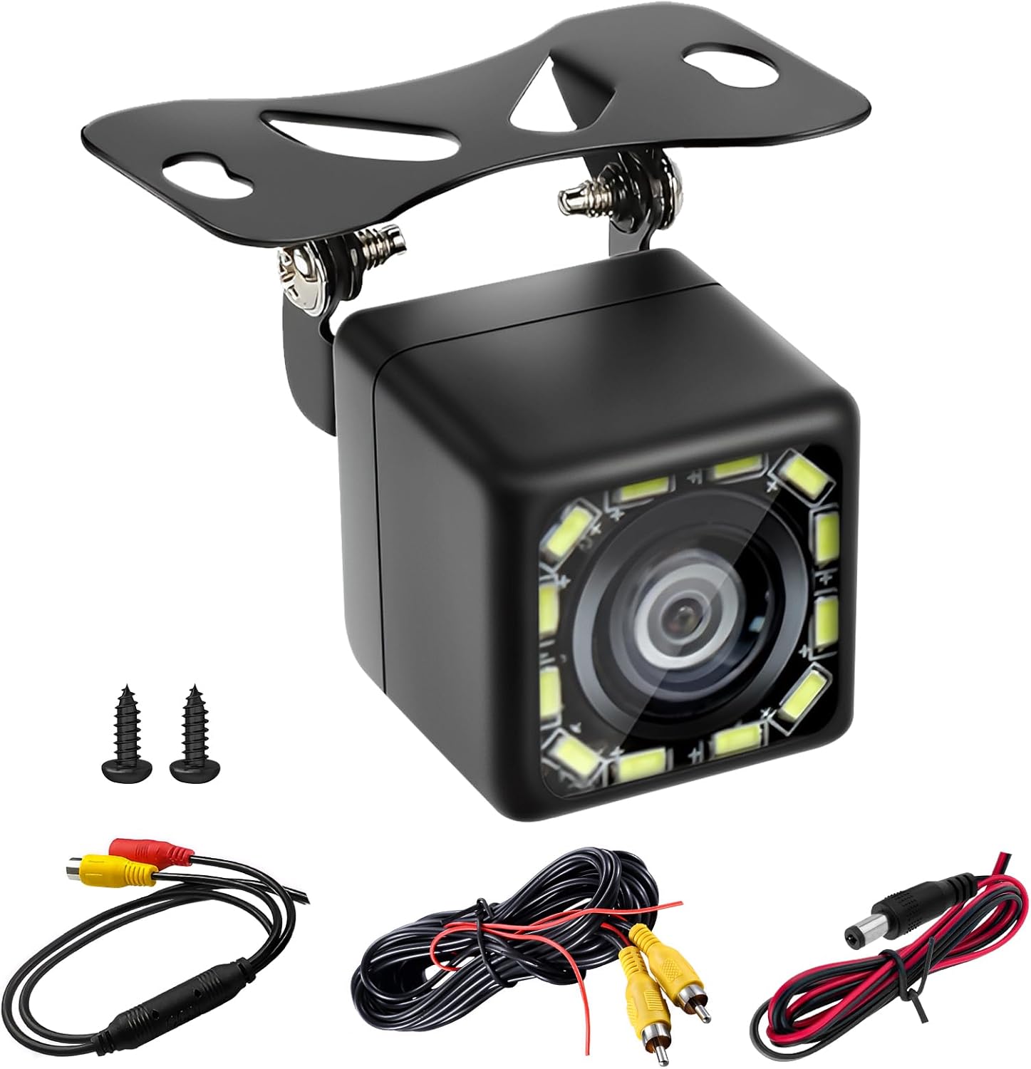 Камера за заден ход HD 1080P, 170° широкоъгълен обектив тип „рибешко око“, 12 светодиода, супер нощно виждане, водоустой...