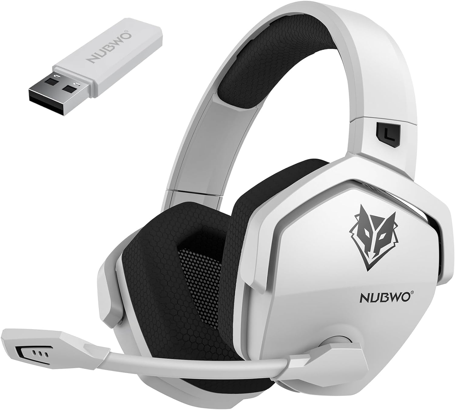 Безжични геймърски слушалки NUBWO G06, Bluetooth, За PS4 / PS5 / PC, Микрофон, Шумопотискане, 17 часа работа, Бели