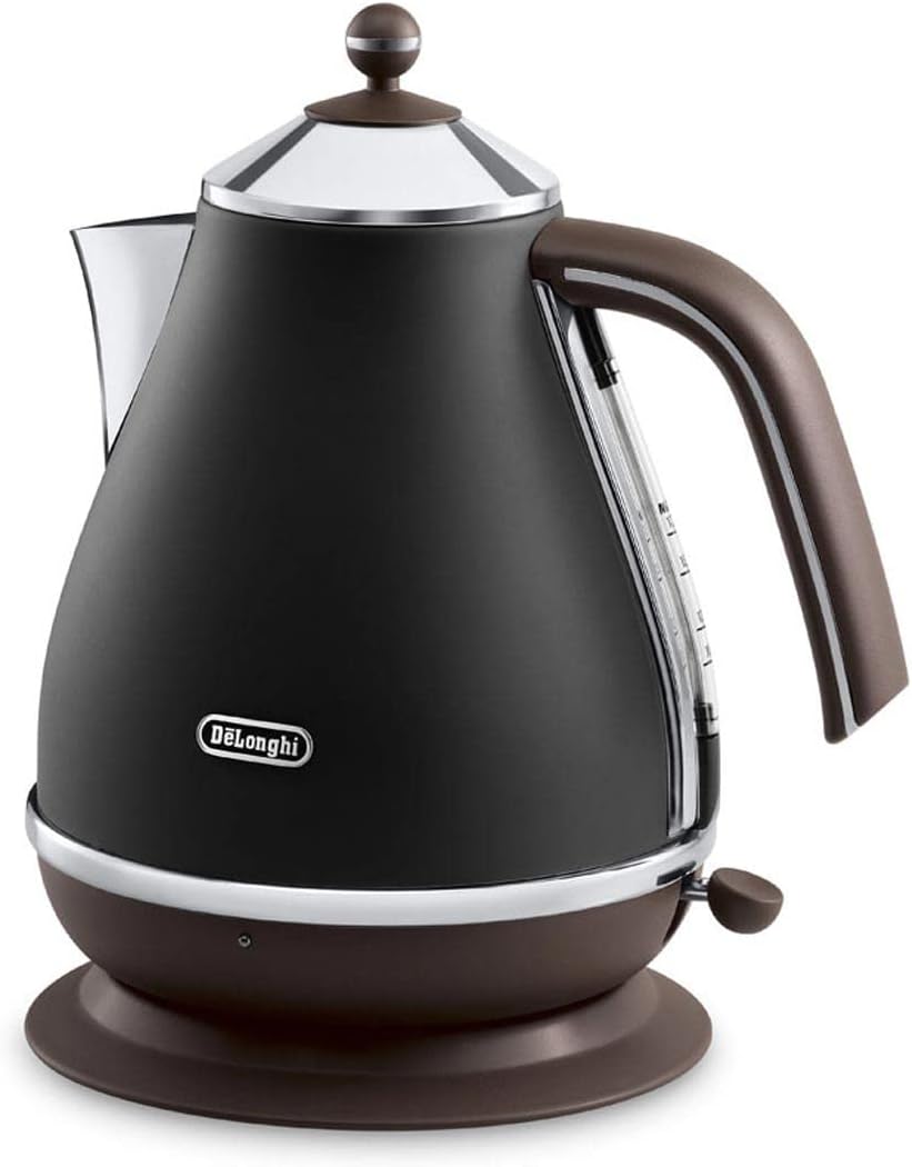 Електрическа кана DeLonghi KBOV 2001, 1.7 литра, 2000 W, 360° въртяща се основа, Черна с кафяво