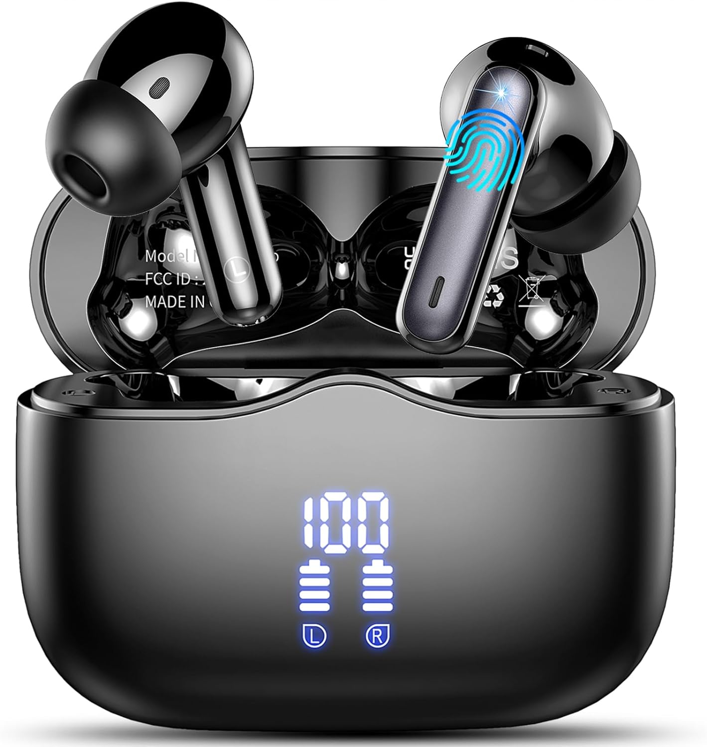 Безжични слушалки XinWld A97 Pro, Bluetooth 5.3, Шумопотискащ микрофон, Тъч контрол, IPX7 защита, До 40 часа, Черни