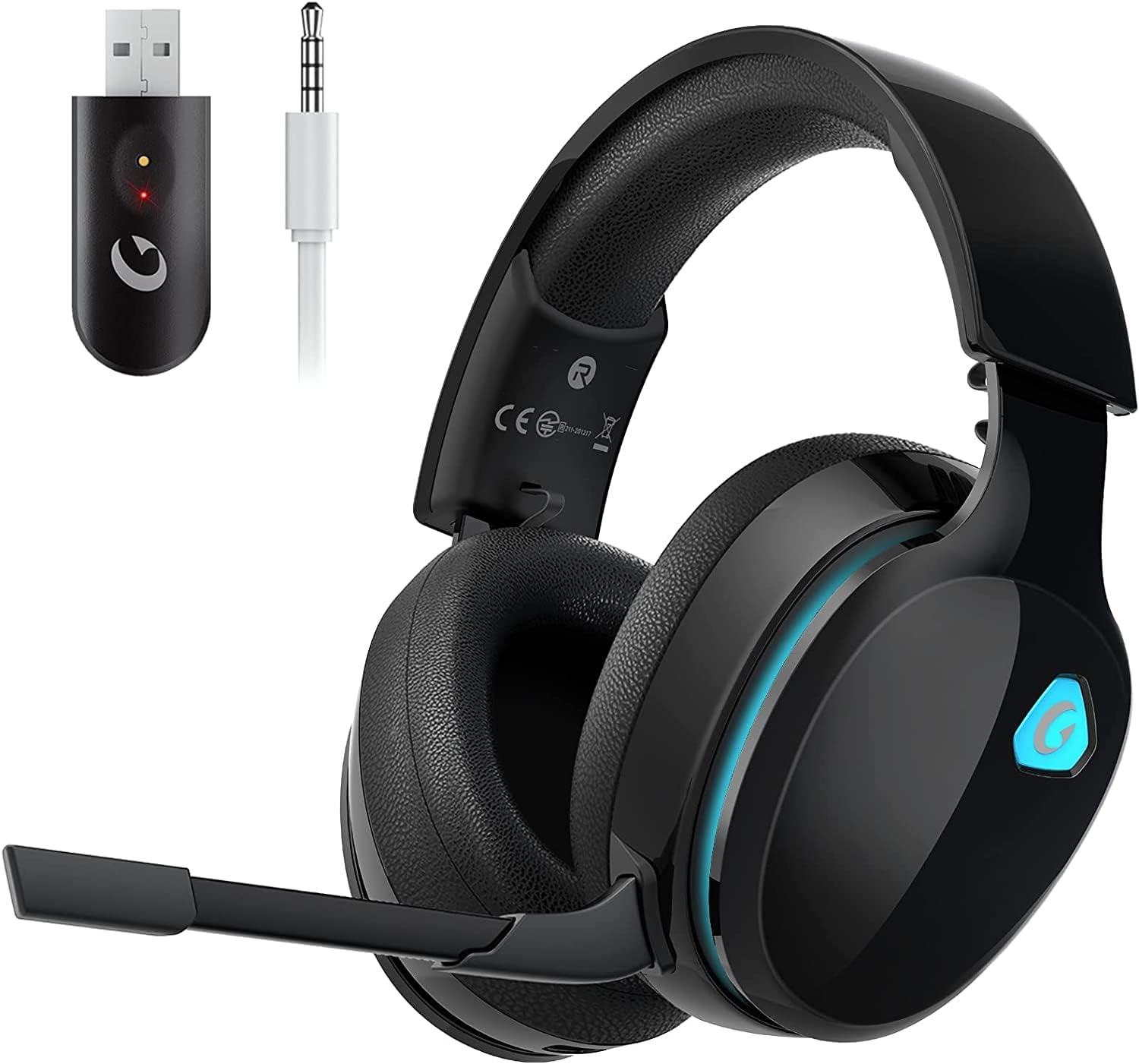 Безжични геймърски слушалки Gvyugke, PC / PS4 / PS5 / Switch / Mac, Микрофон, Bluetooth 5.2 / 3.5мм, Черни