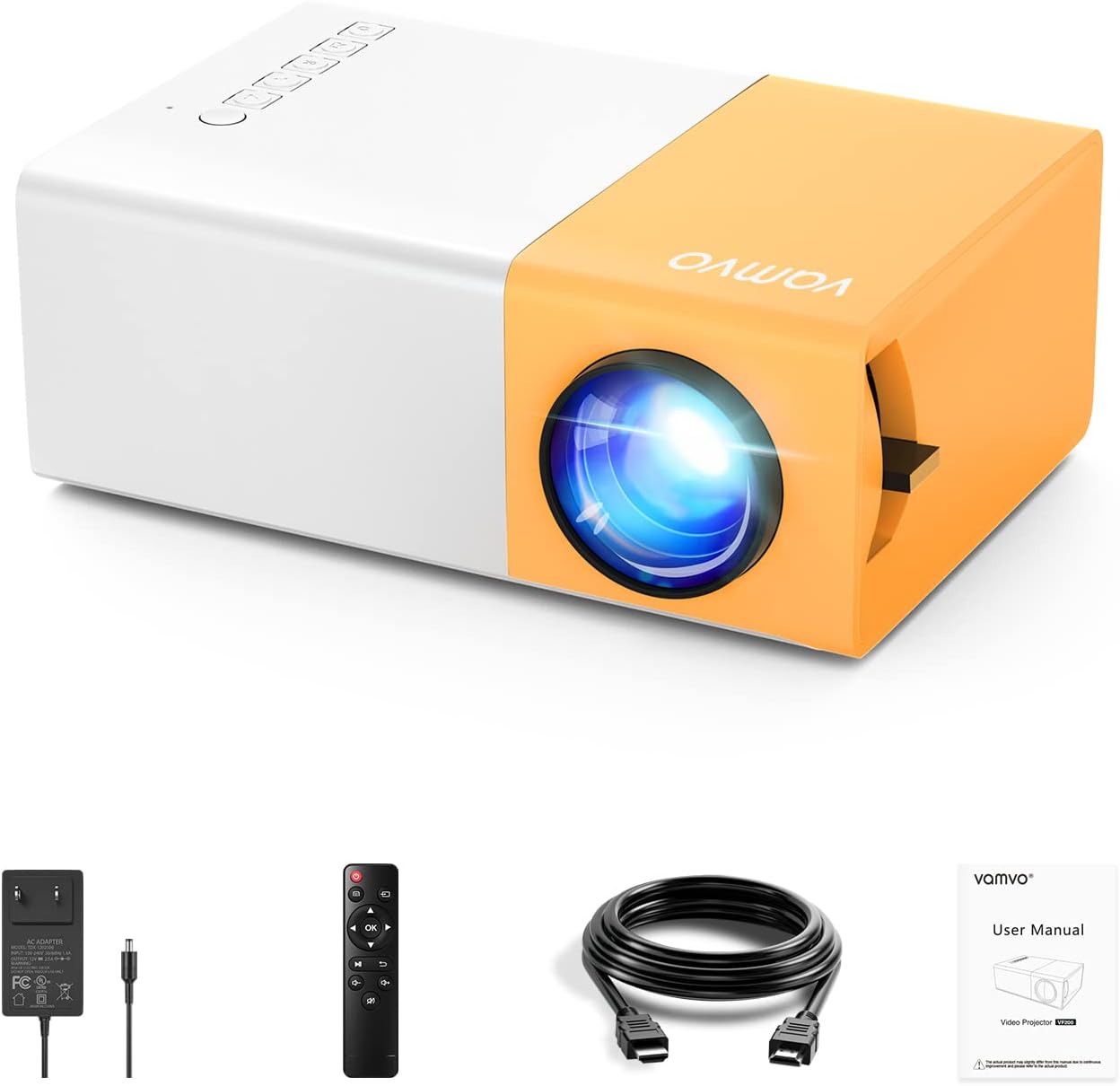 Мини проектор Vamvo YG300 Pro, Full HD 1920 x 1080 px, 1000:1 контраст, Дистанционно, 16:9, До 4 метра проекция