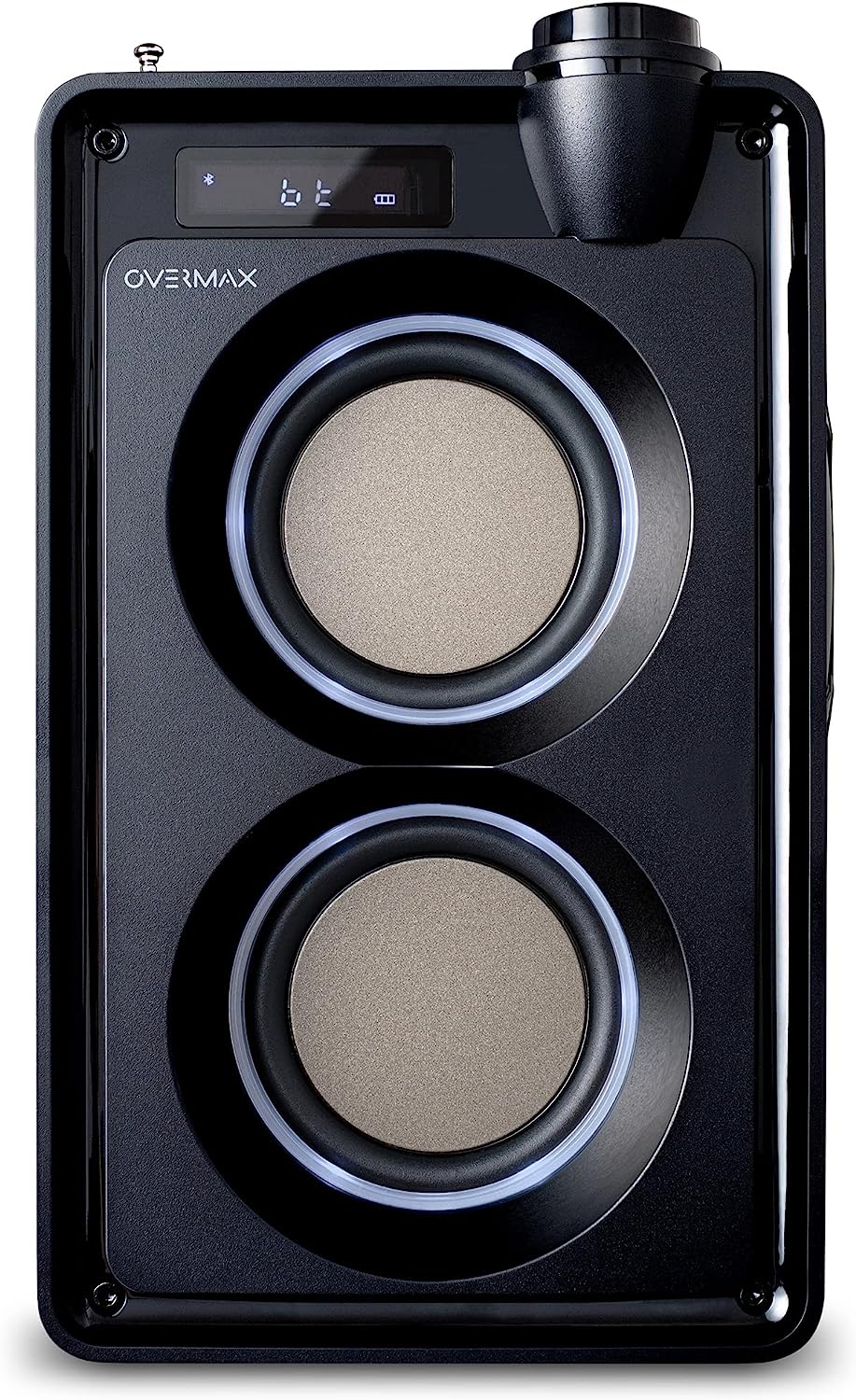 Аудио система Overmax Soundbeat 5.0, 20W RMS, Bluetooth, USB-A 2.0, AUX, Micro SD, Караоке, FM, LED подсветка, Черна