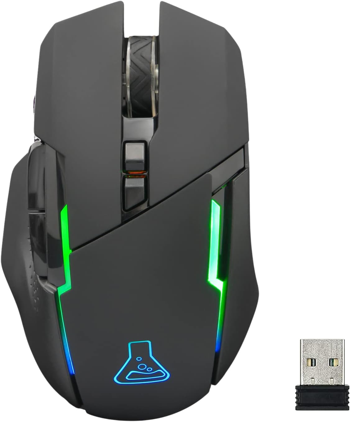 Безжична геймърска мишка THE G-LAB Kult Caesium, 7200 DPI, 6 бутона, Оптична, RGB подсветка, Черна