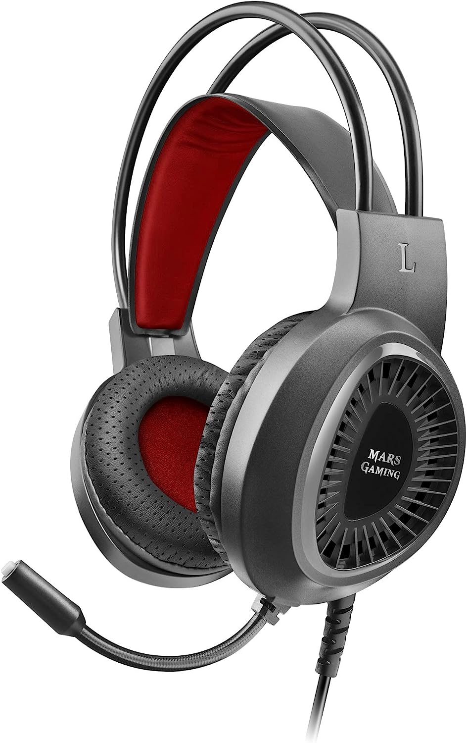 Геймърски слушалки Mars Gaming MH120, С Boom микрофон, Шумопотискане, Регулируем дизайн, Сиви с червено