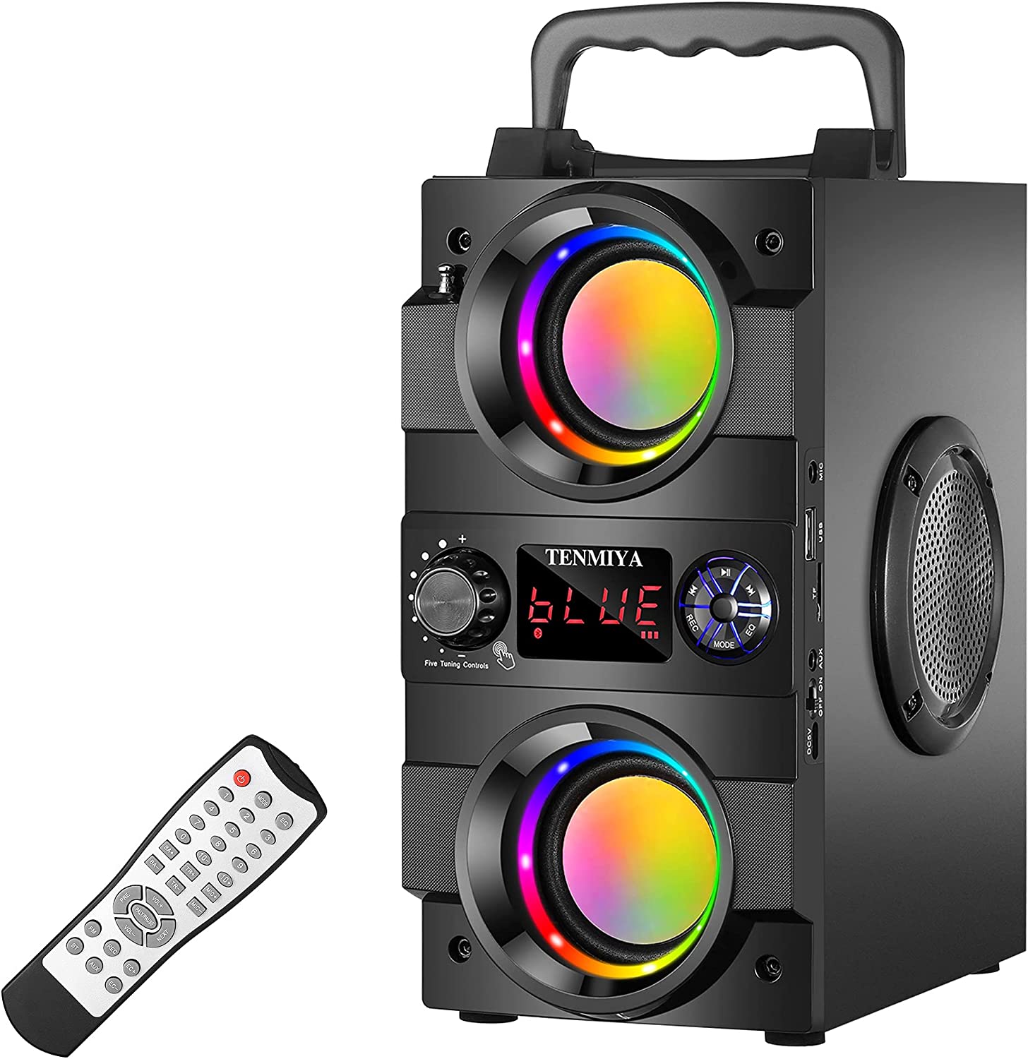 Аудио система TENMIYA A23, 60W RMS, Bluetooth, USB-A 2.0, AUX, Micro SD, 3,5мм, DJ ефекти, FM, EQ, Дистанционно, Черна