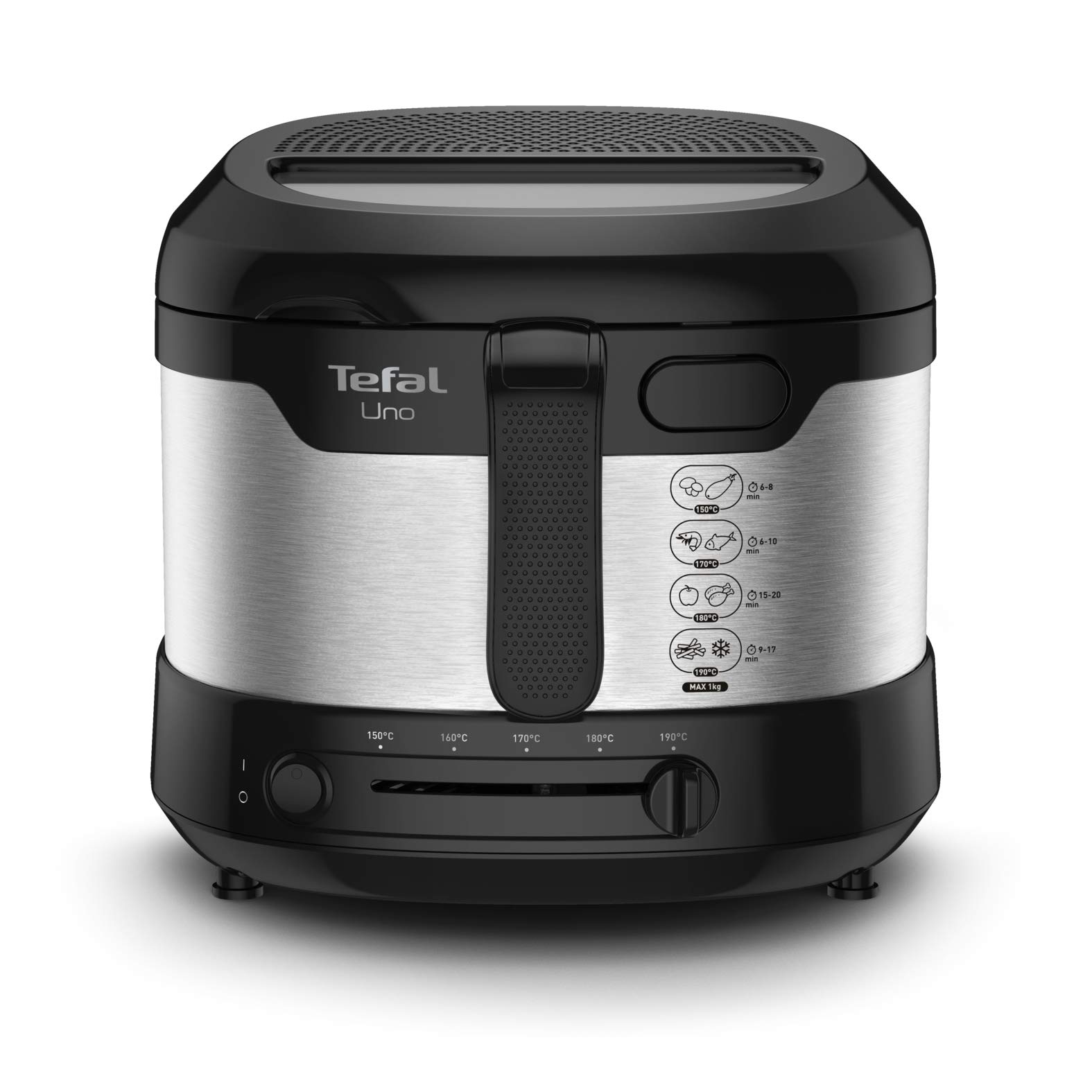 Фритюрник Tefal FF215D Uno M, 1600W, 1 литър, Черно и сребристо