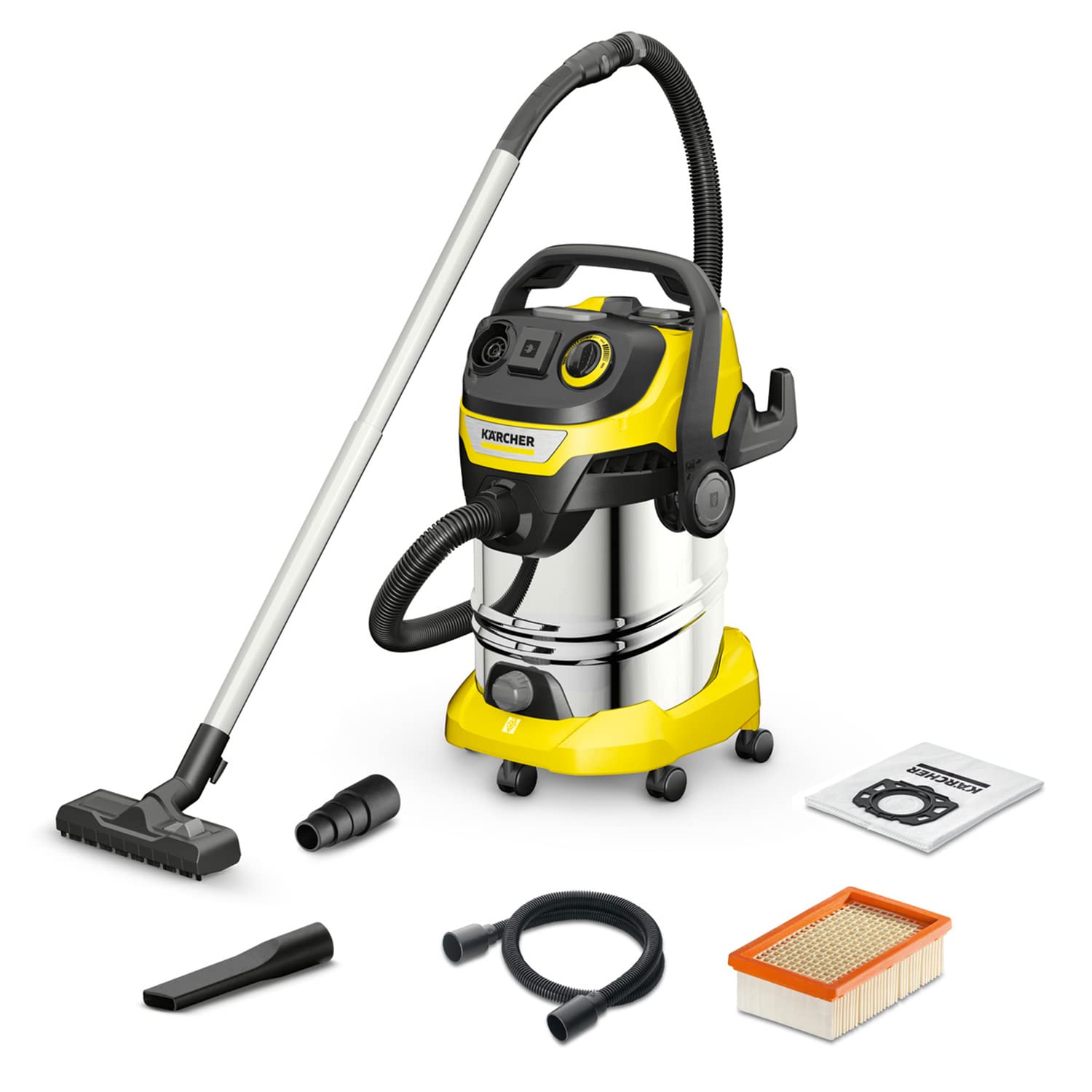 Прахосмукачка Karcher WD 6 S V-30, 1300 W, Контейнер от неръждаема стомана, 2.2 м, 30 литра