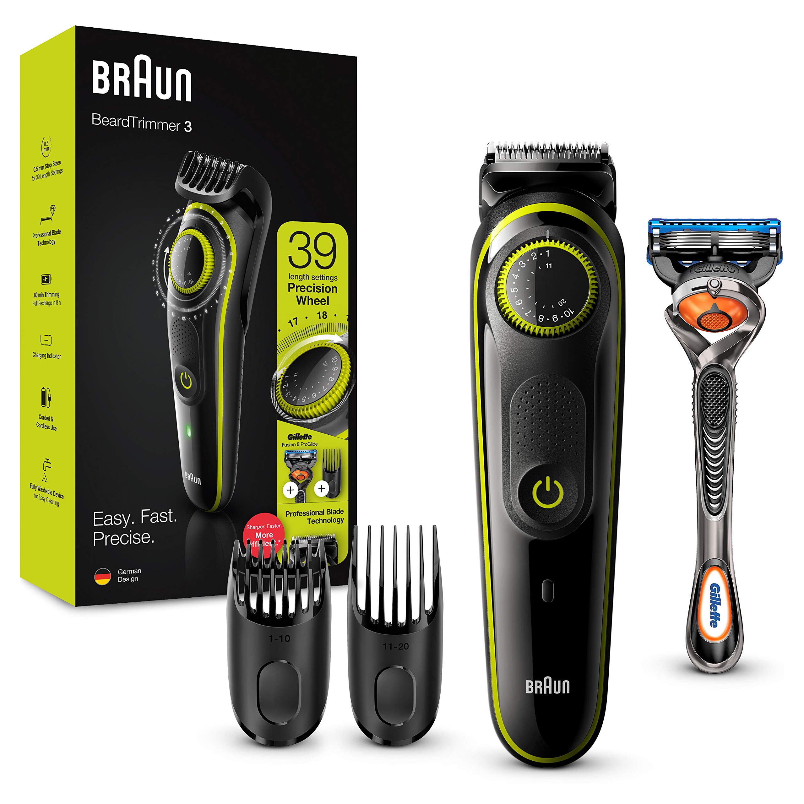 Машинка за подстригване Braun BT3040, 39 настройки, Черна