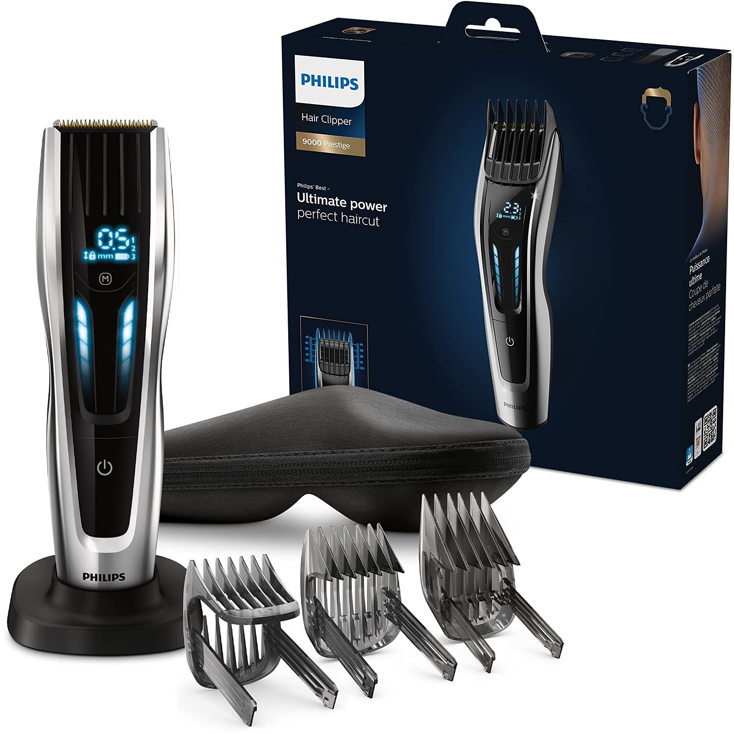 Машинка за подстригване Philips HC9450/20, 400 настойки на дължина, Черна